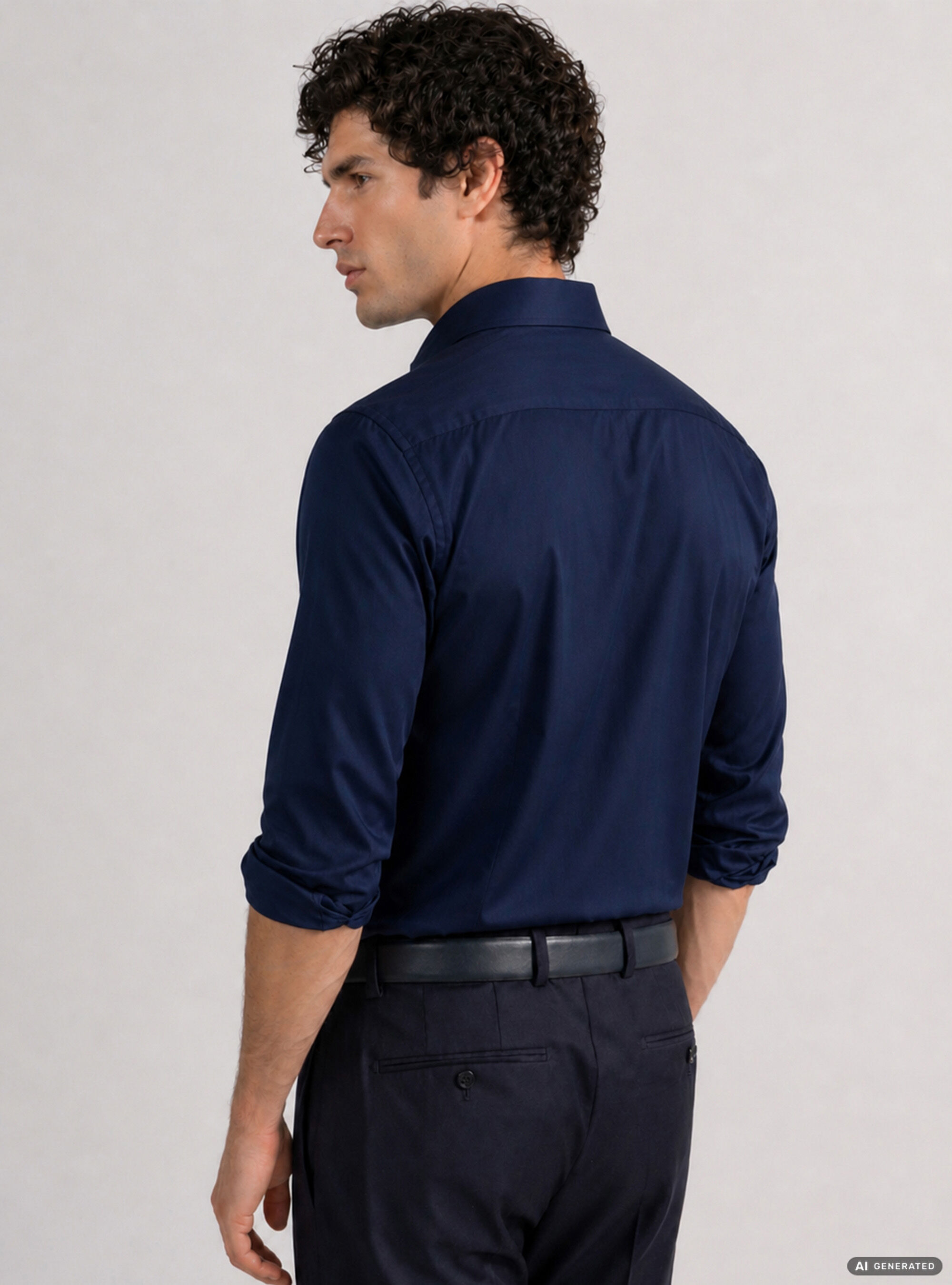 Camicia in cotone twill, BLU NAVY