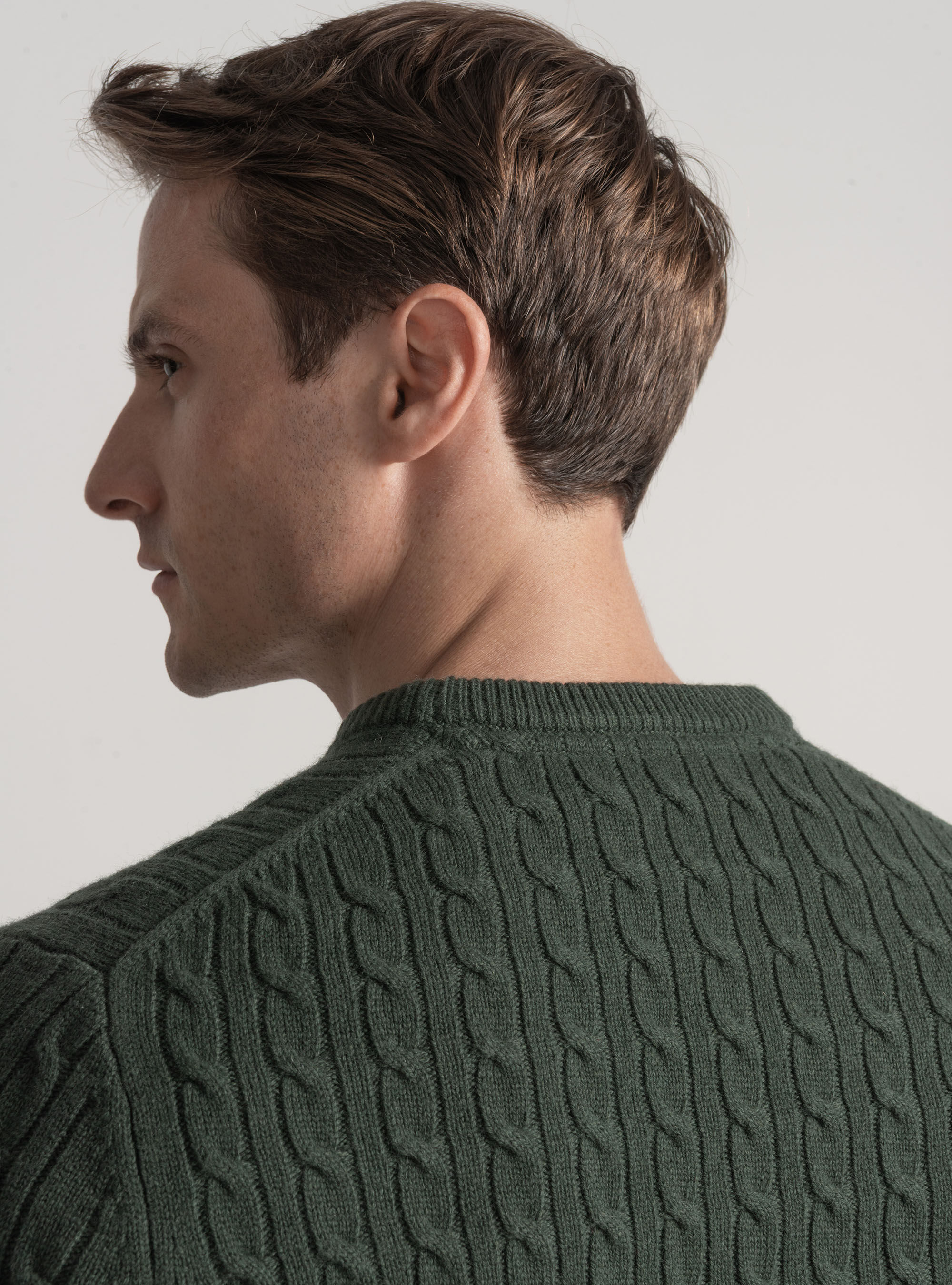 Crew-neck sweater with wool and cashmere braid, MILITARE 0609C