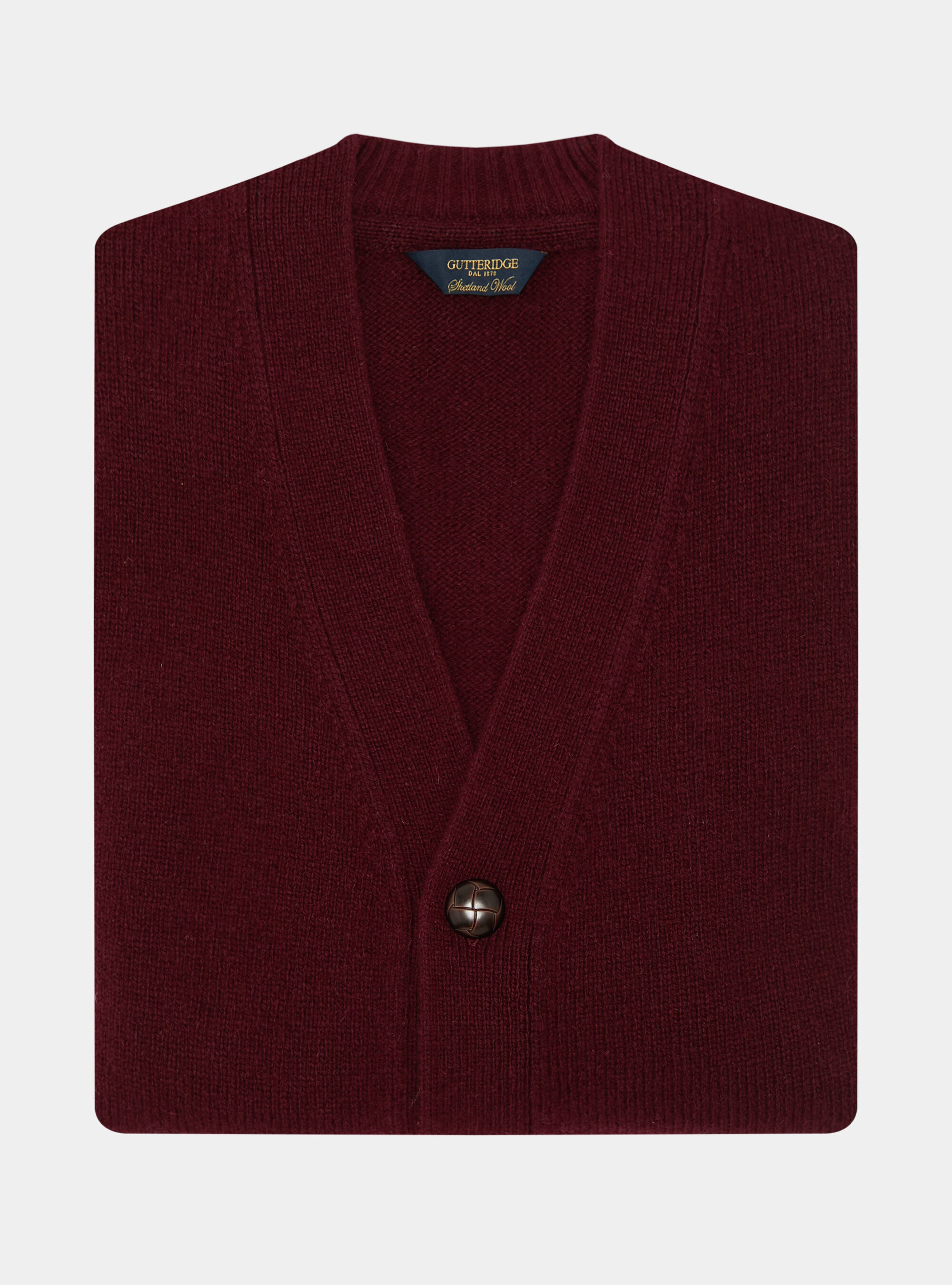 Cardigan in maglia di lana shetland, BORDEAUX