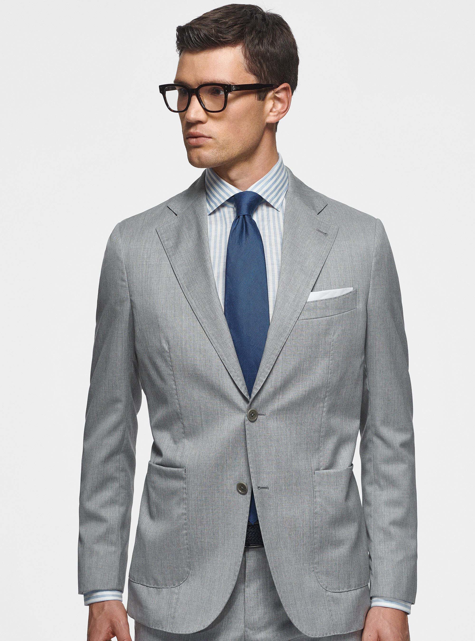 Giacca in pura lana superfine 110's, GRIGIO CHIARO MELANGE