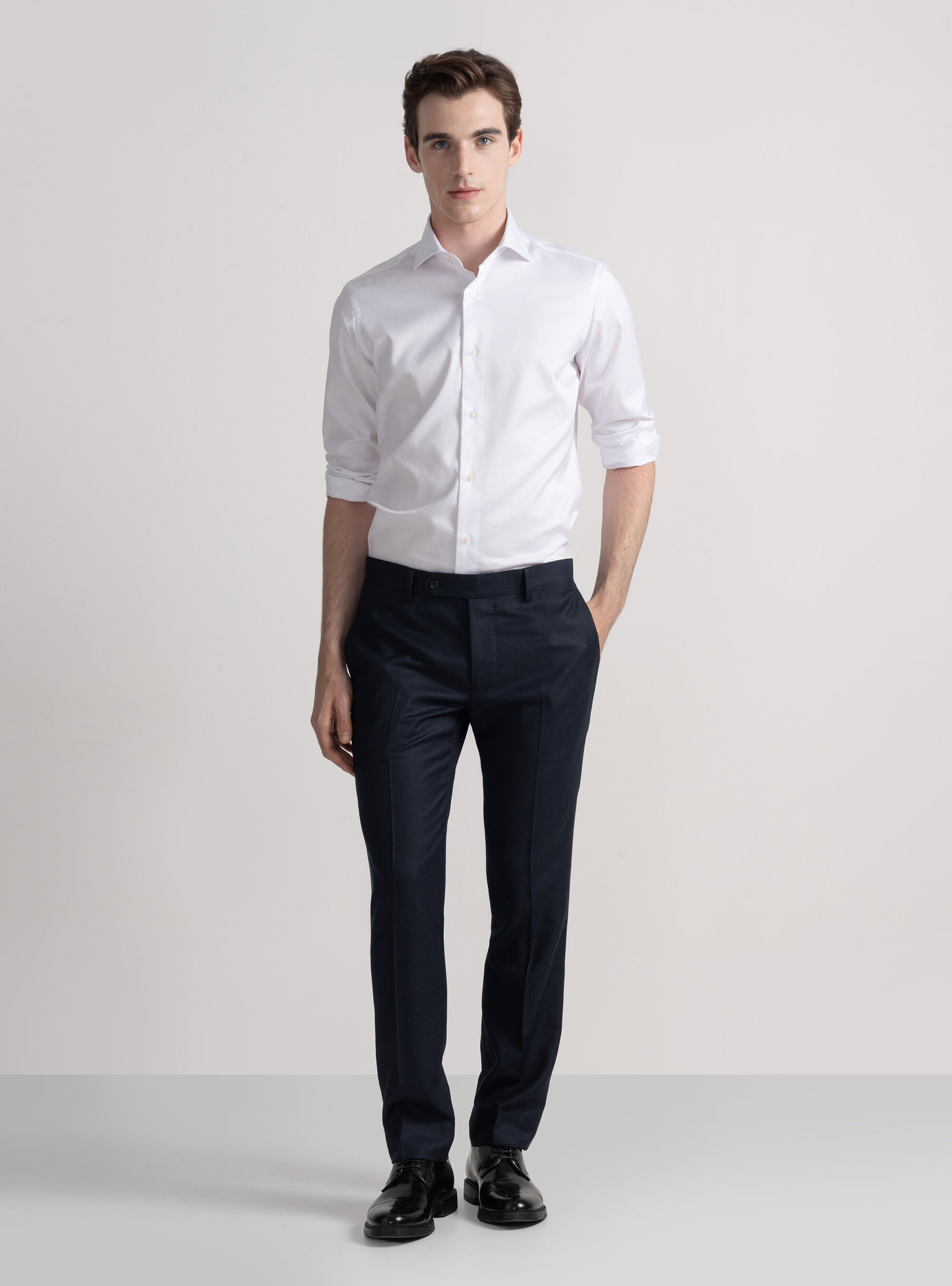 Cotton twill shirt, WHITE