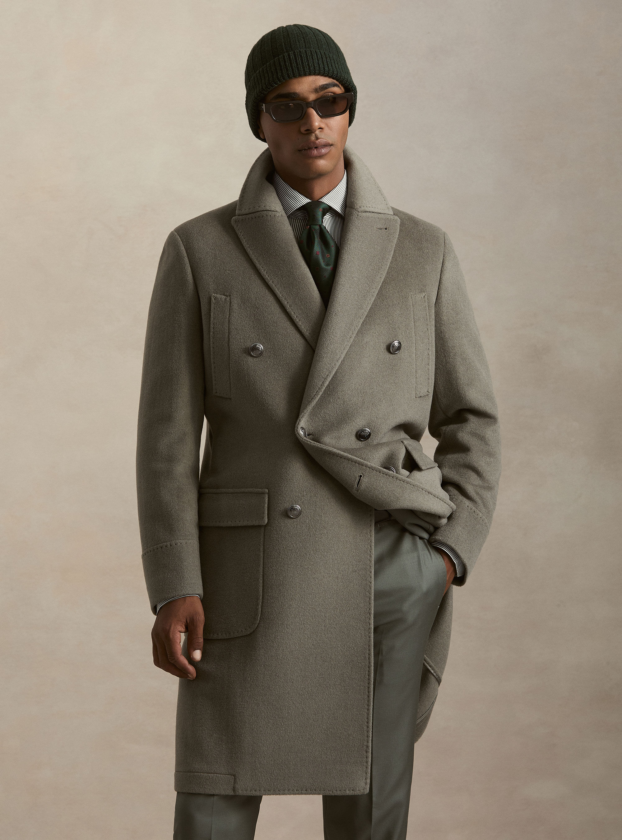 Cashmere wool double-breasted coat, SALVIA 0602C