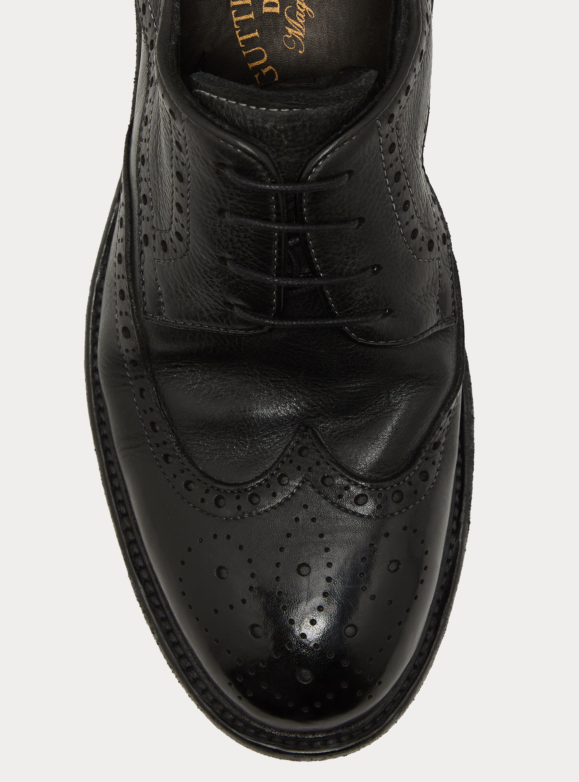 Textured Leather Lace-Up Derby Shoes, BLACK