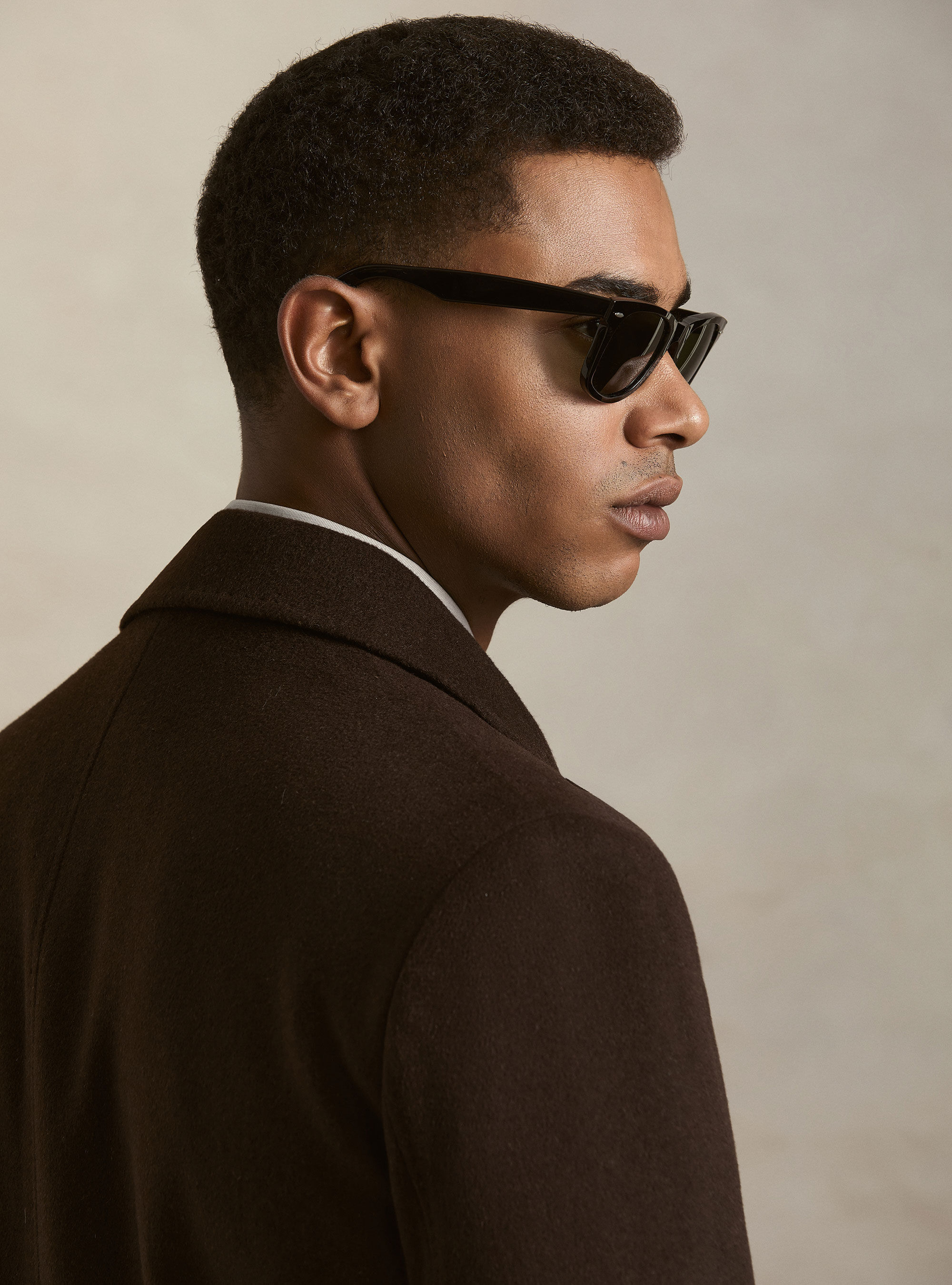 Cappotto doppiopetto in misto cashmere, MARRONE
