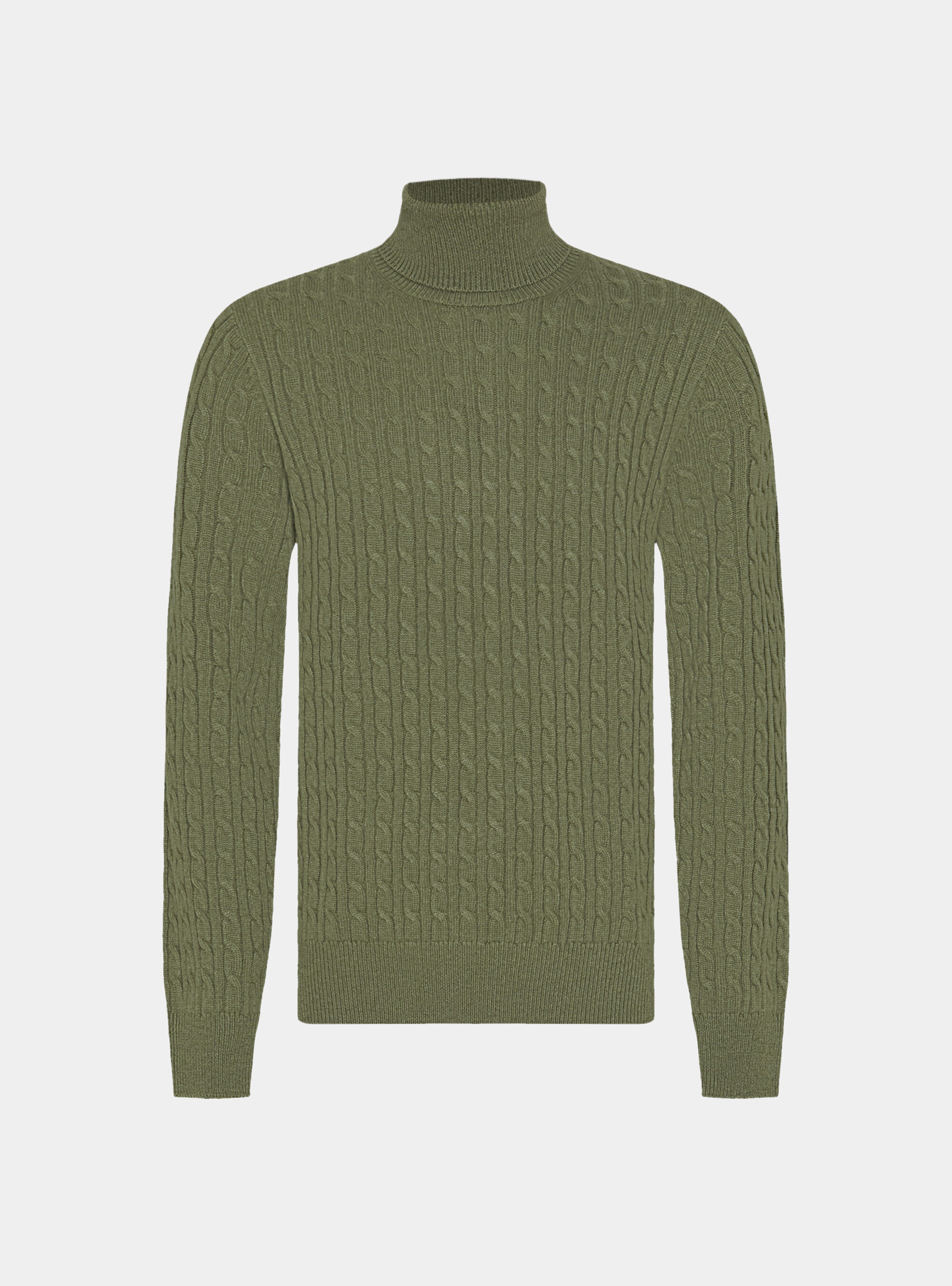 Maglia collo alto con treccia in lana cashmere, SALVIA 0602C