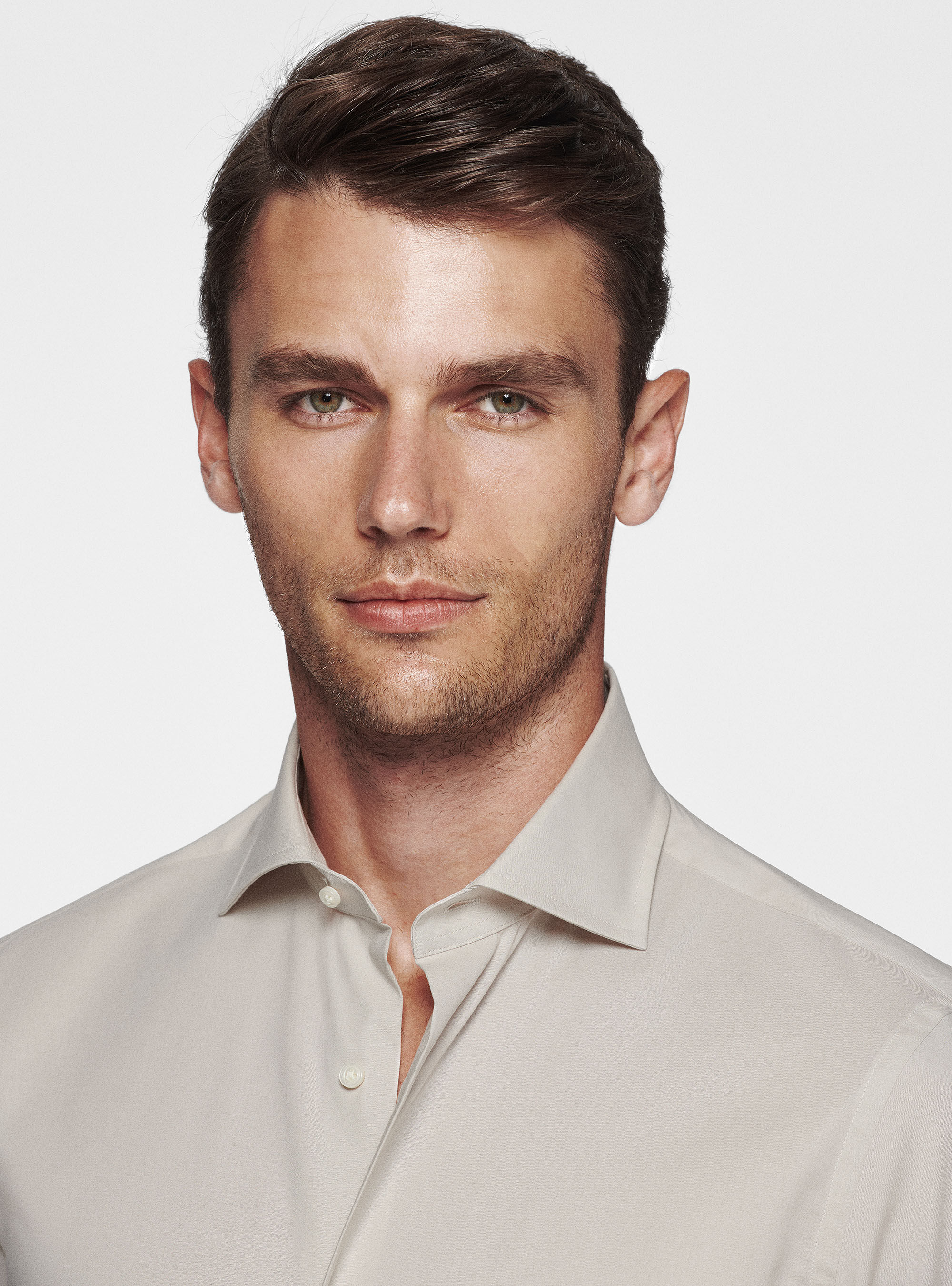 Stretch poplin shirt, ECRU