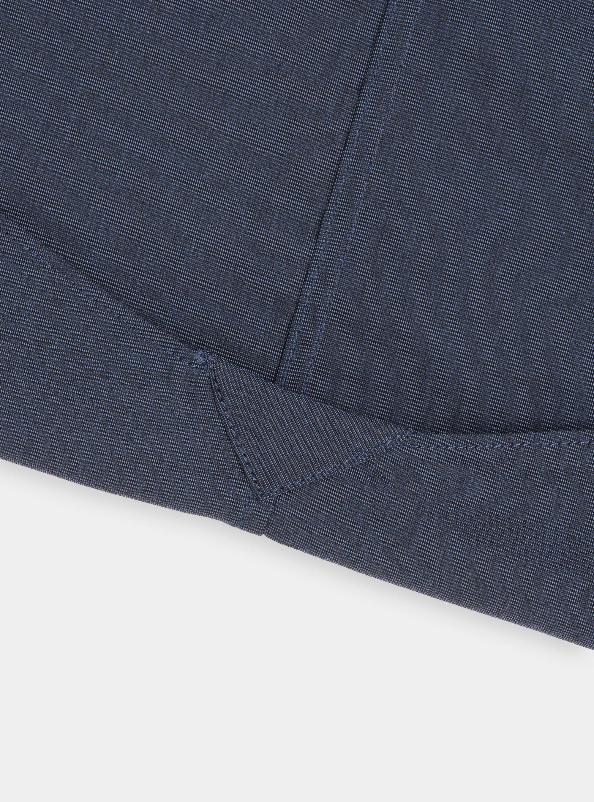 Camicia in cotone fil a fil con collo semi francese, BLU NAVY