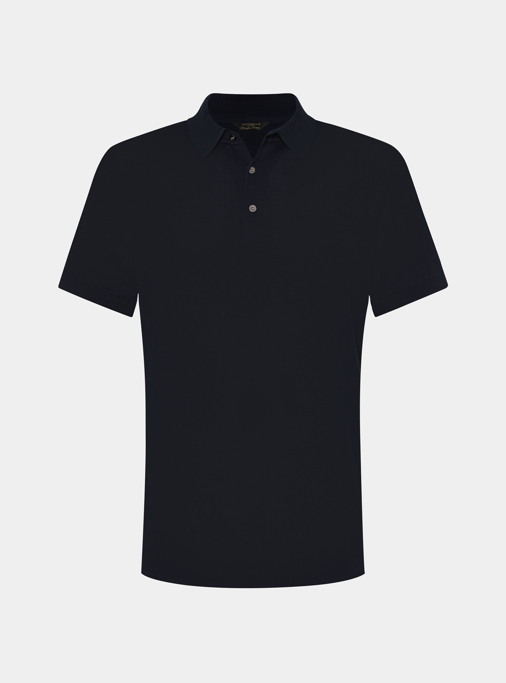 Extra-fine cotton knit polo shirt, NAVY BLUE