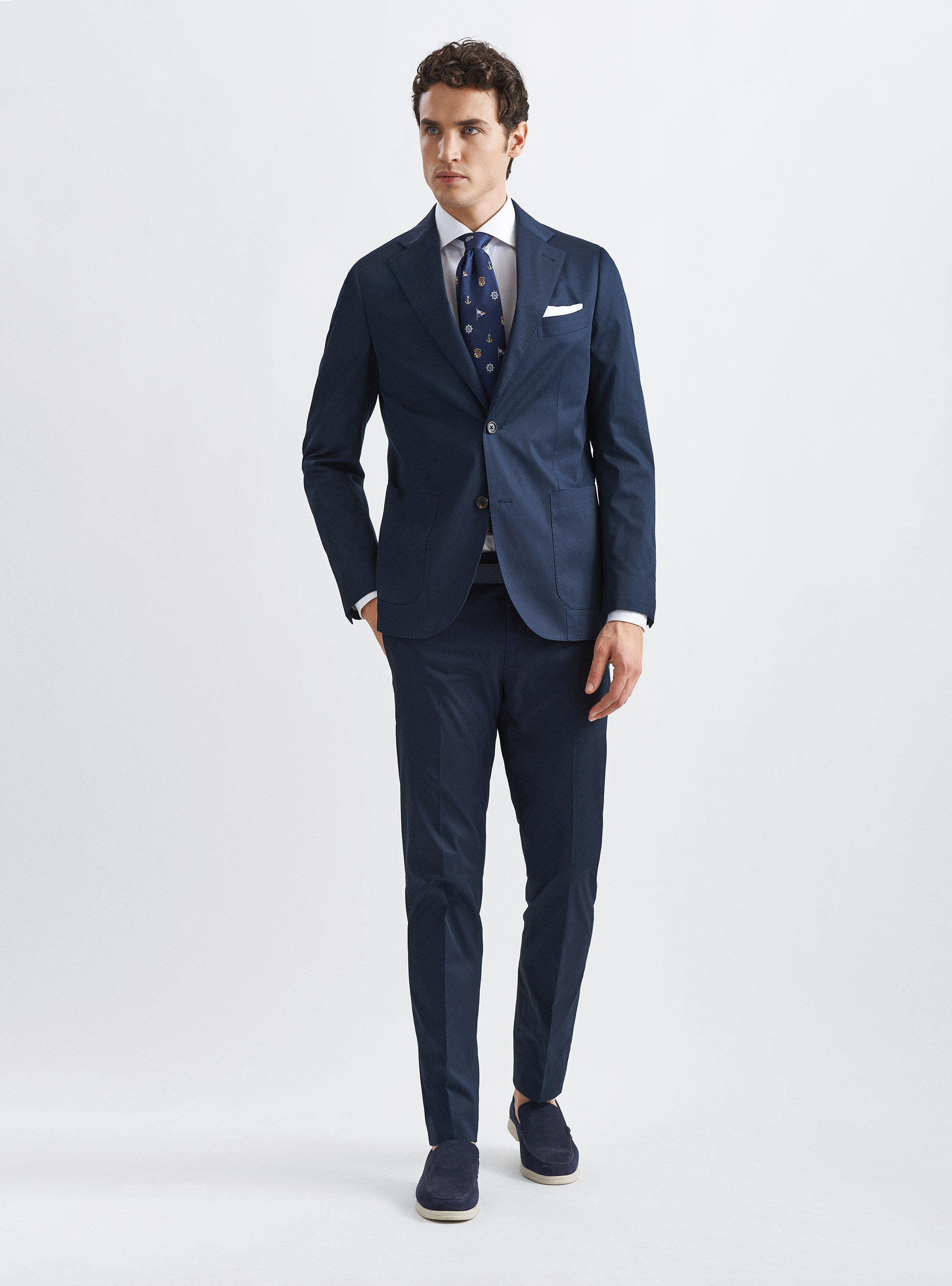 Giacca per abito in puro cotone, BLU NAVY