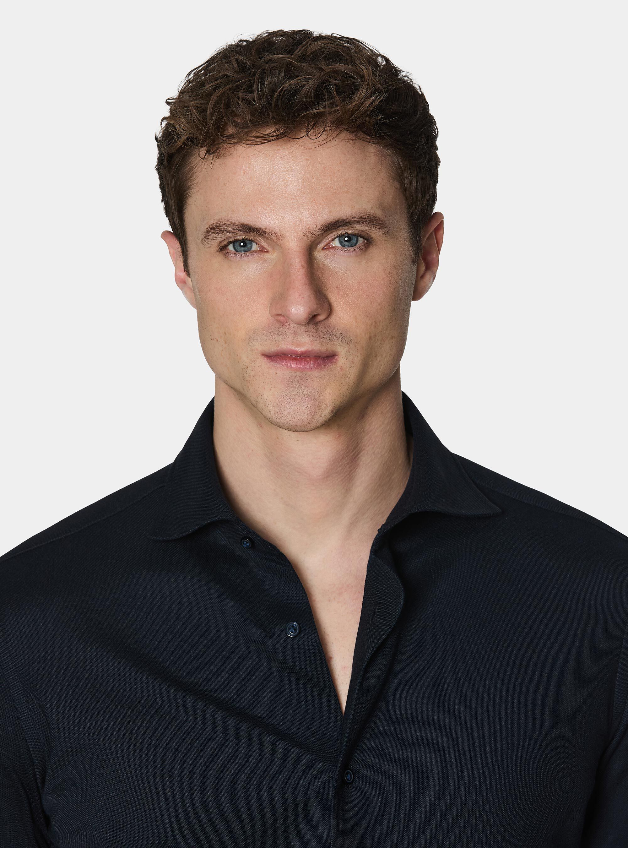 GT01 pique cotton blend polo shirt, NAVY BLUE