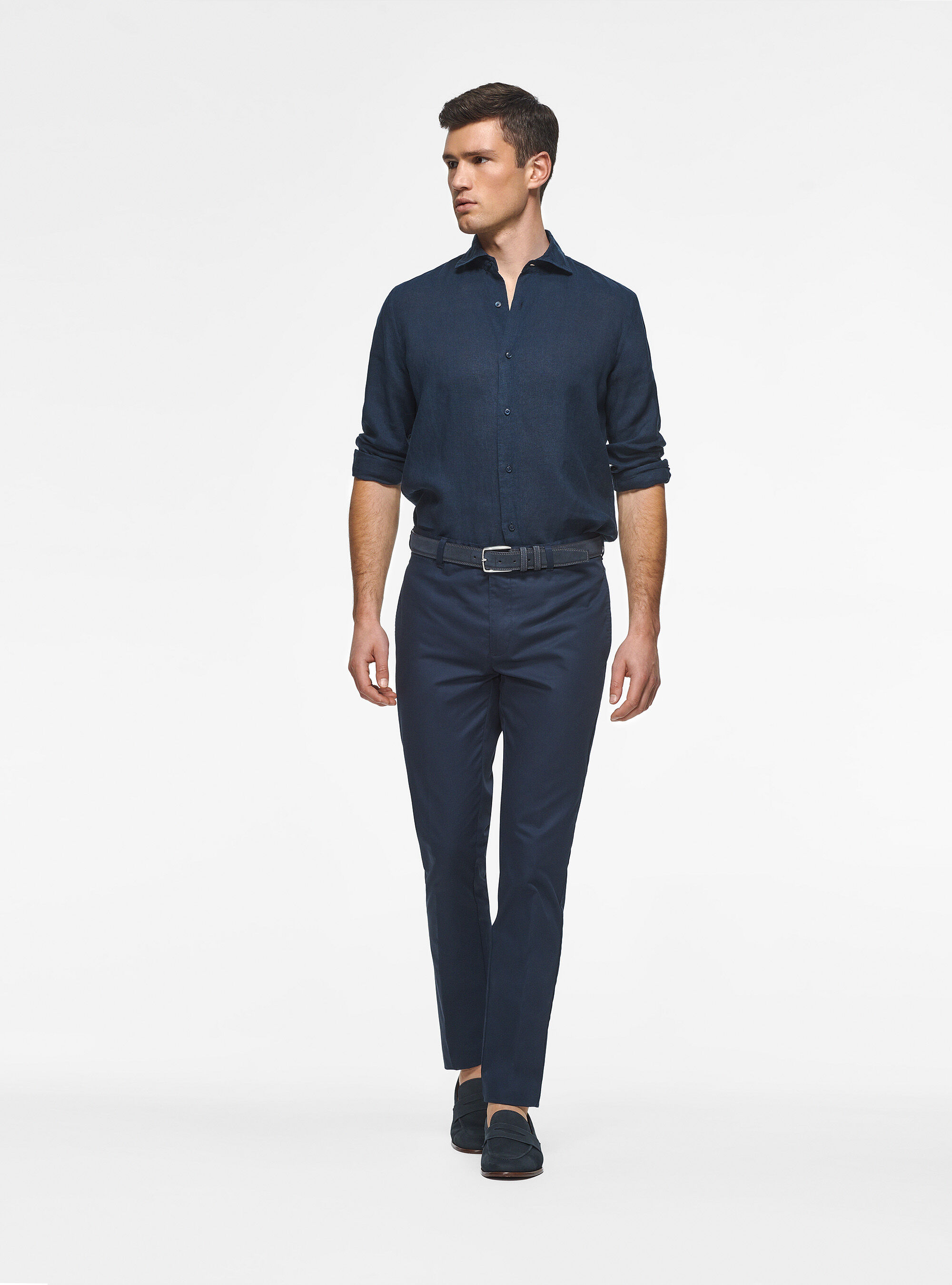 Camicia in puro lino, BLU NAVY