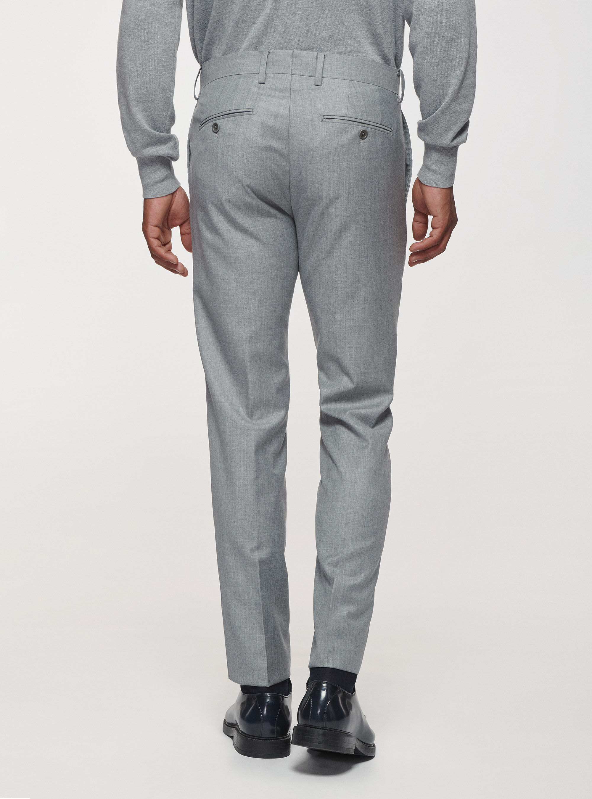 Trousers in pure 110's superfine wool, LIGHT GREY MELANGE
