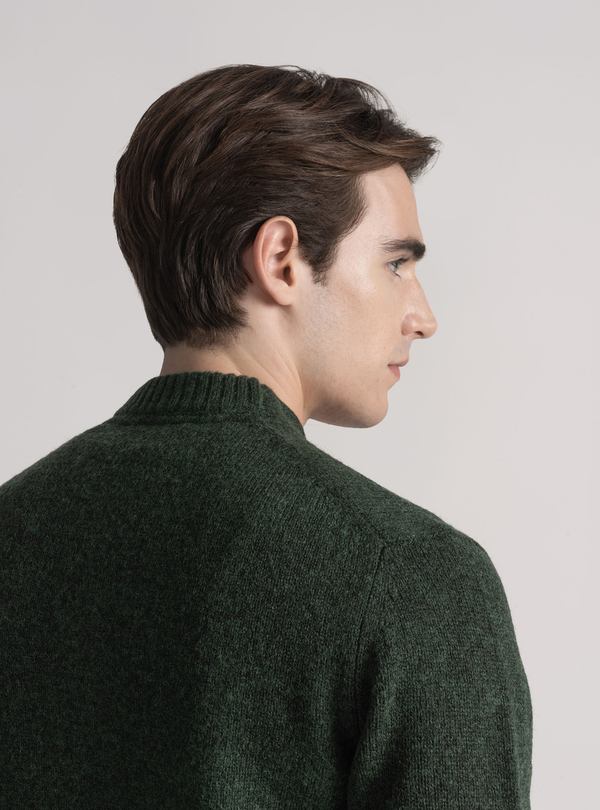 Cardigan in maglia di lana shetland, VERDE