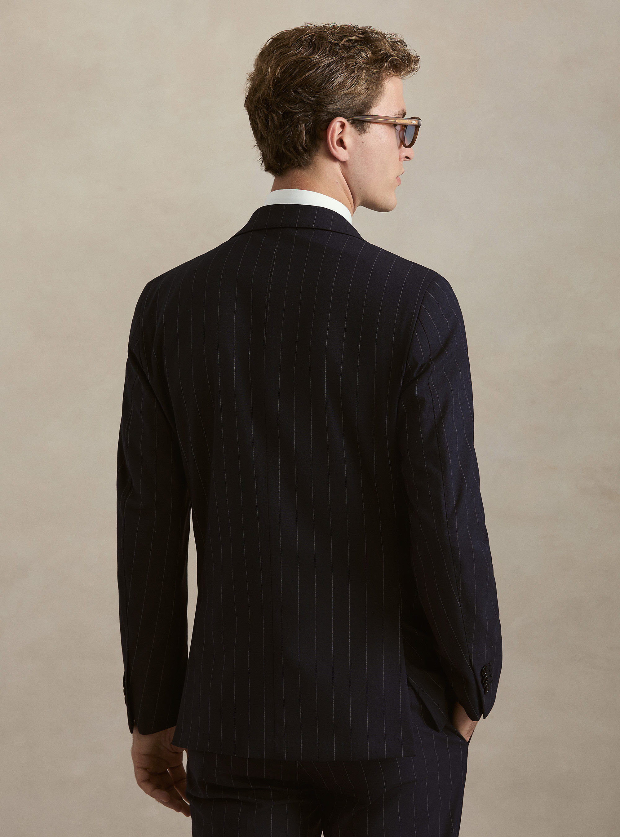 Single-breasted blazer for a pinstripe suit, NAVY BLUE