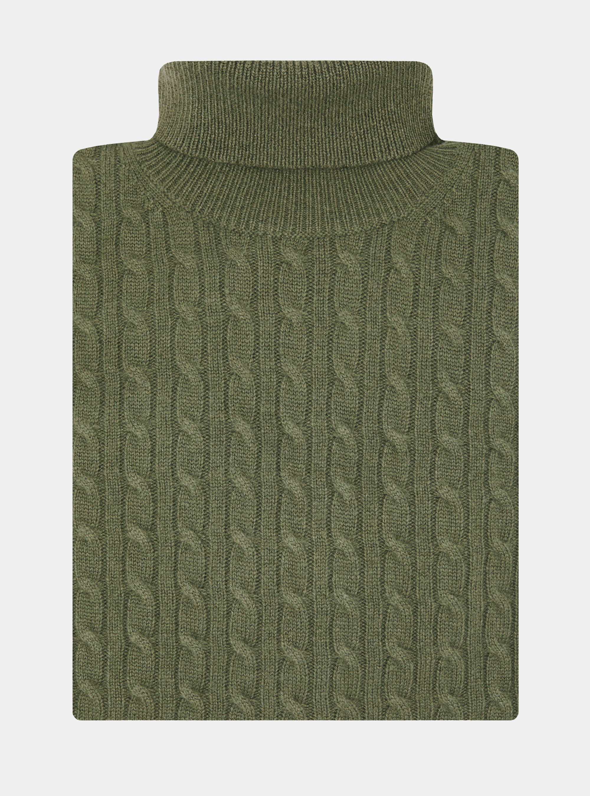 Maglia collo alto con treccia in lana cashmere, SALVIA 0602C