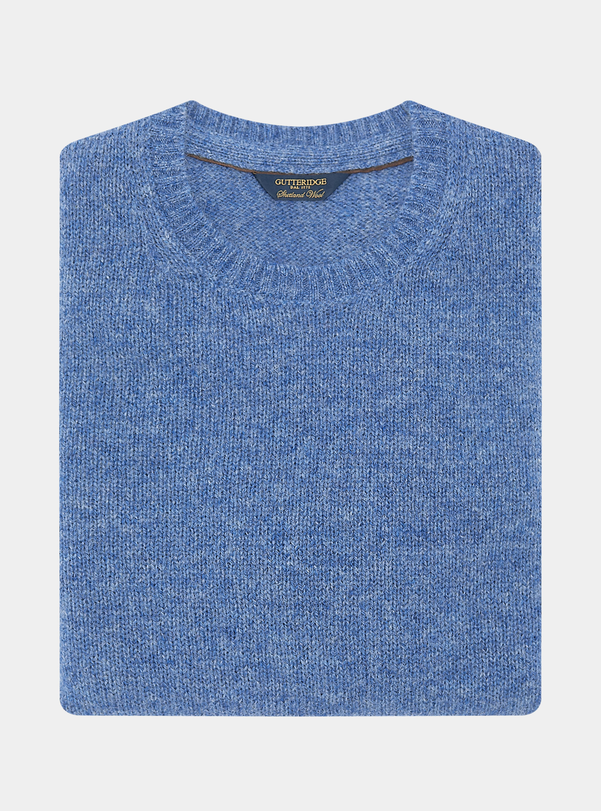 Shetland wool crew-neck sweater, 0243C DENIM