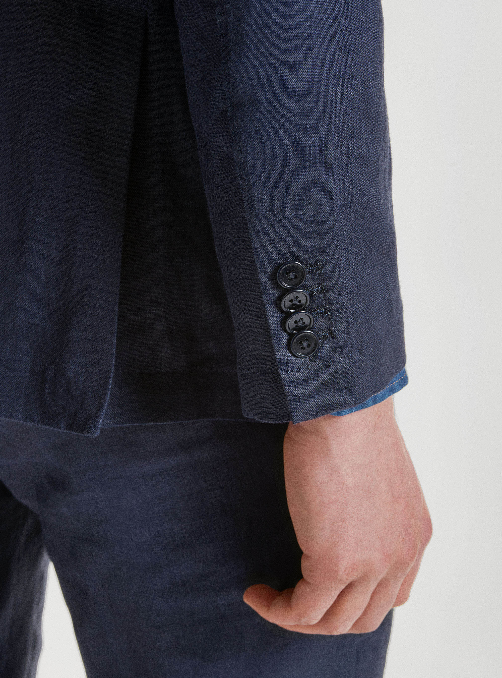 Giacca per abito in puro lino, BLU NAVY