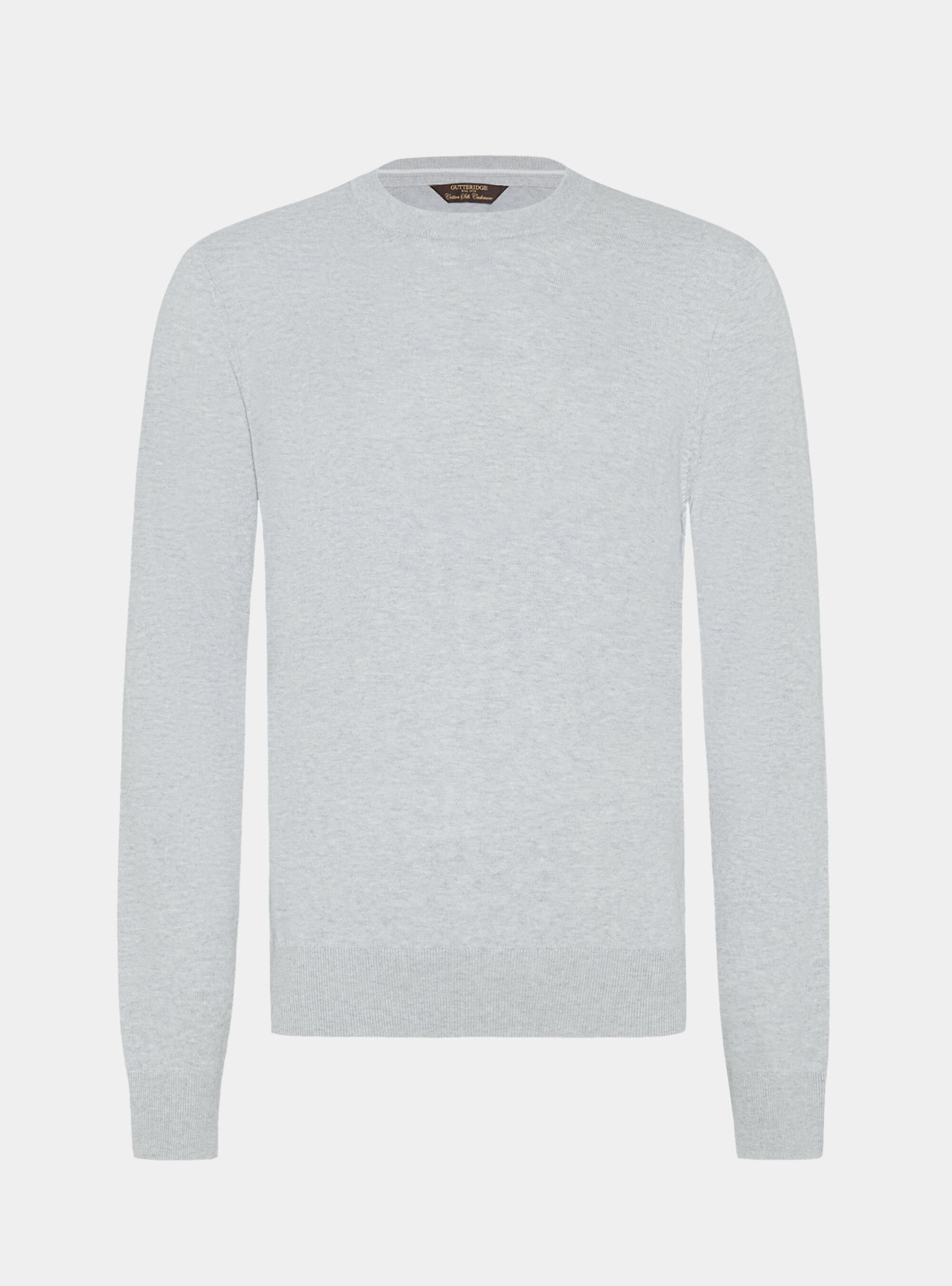 Maglia girocollo in cotone seta e cashmere, GRIGIO MELANGE 0151C