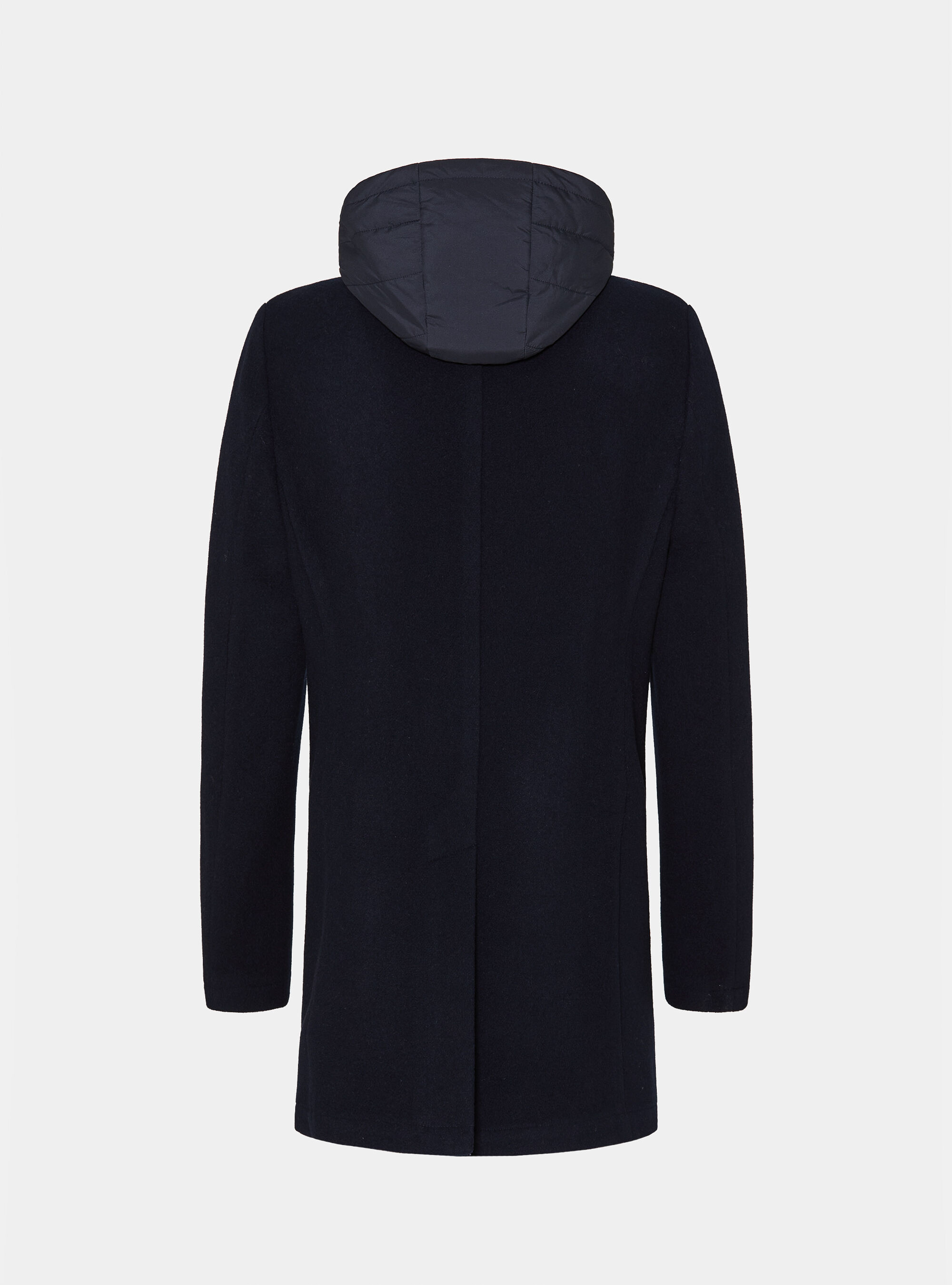 Peacoat in misto lana con e cappuccio, BLU NAVY