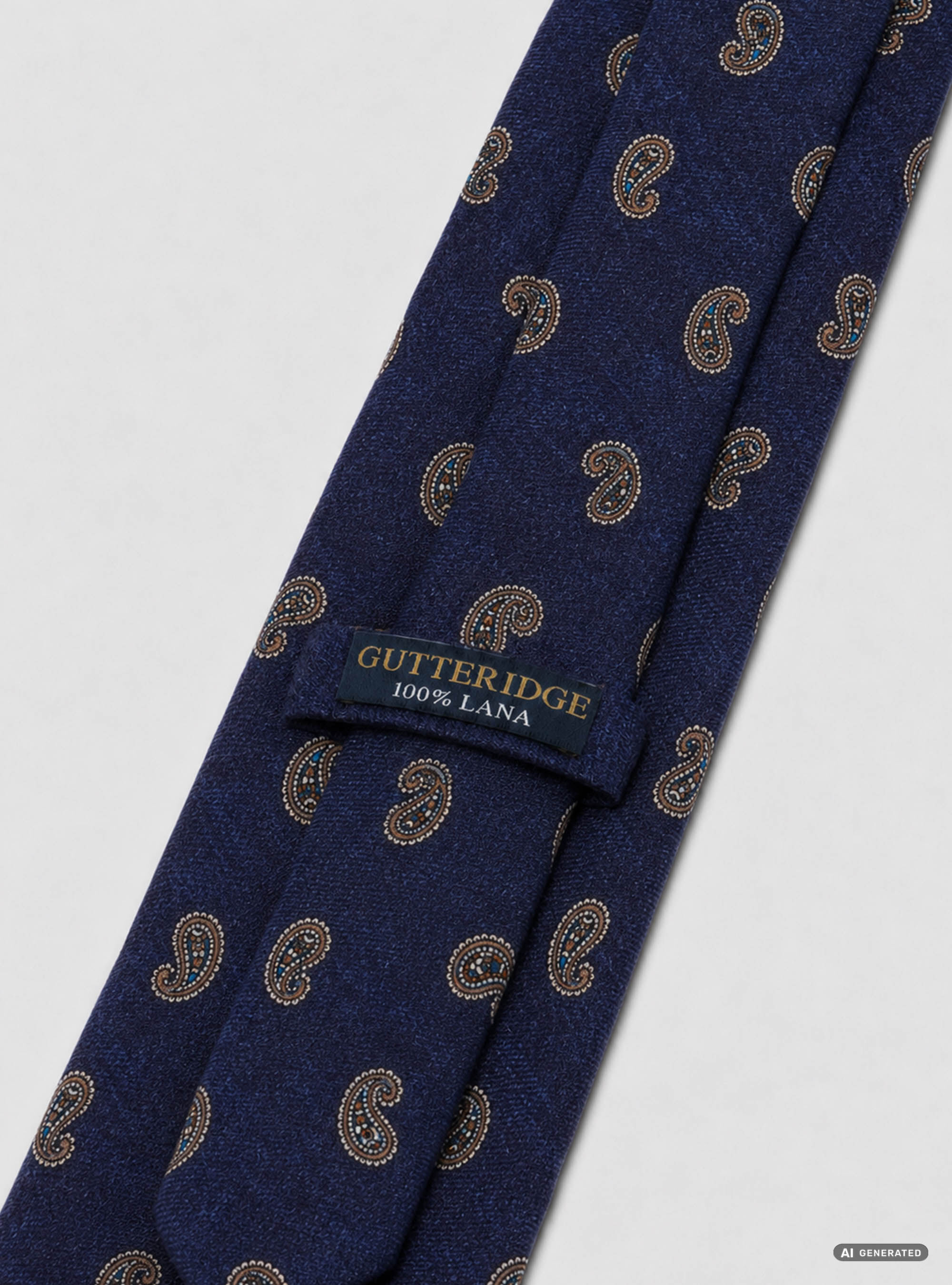 Cravatta in lana stampata fantasia paisley, BLU NAVY