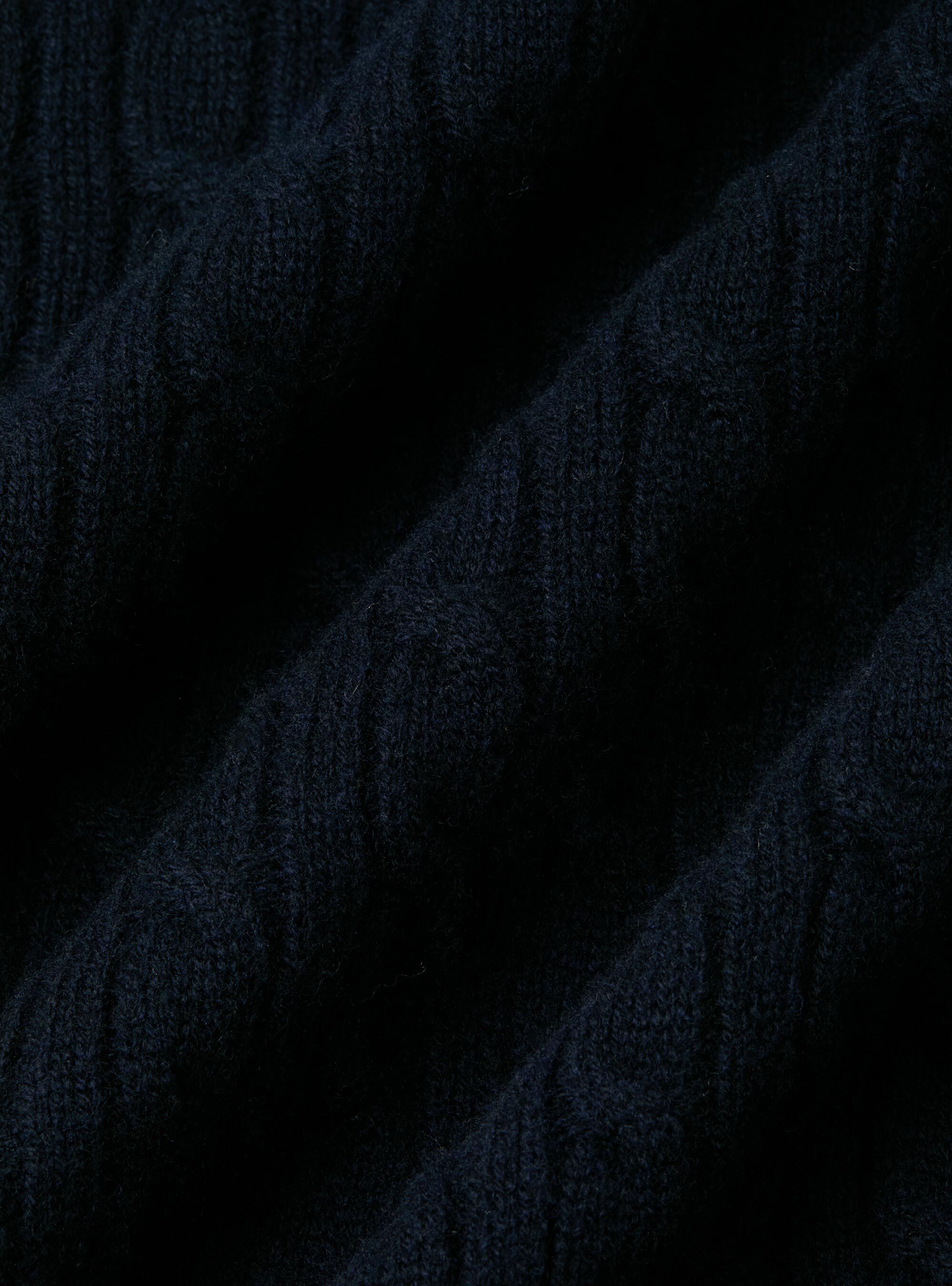 Maglia girocollo con treccia in lana e cashmere, BLU NAVY