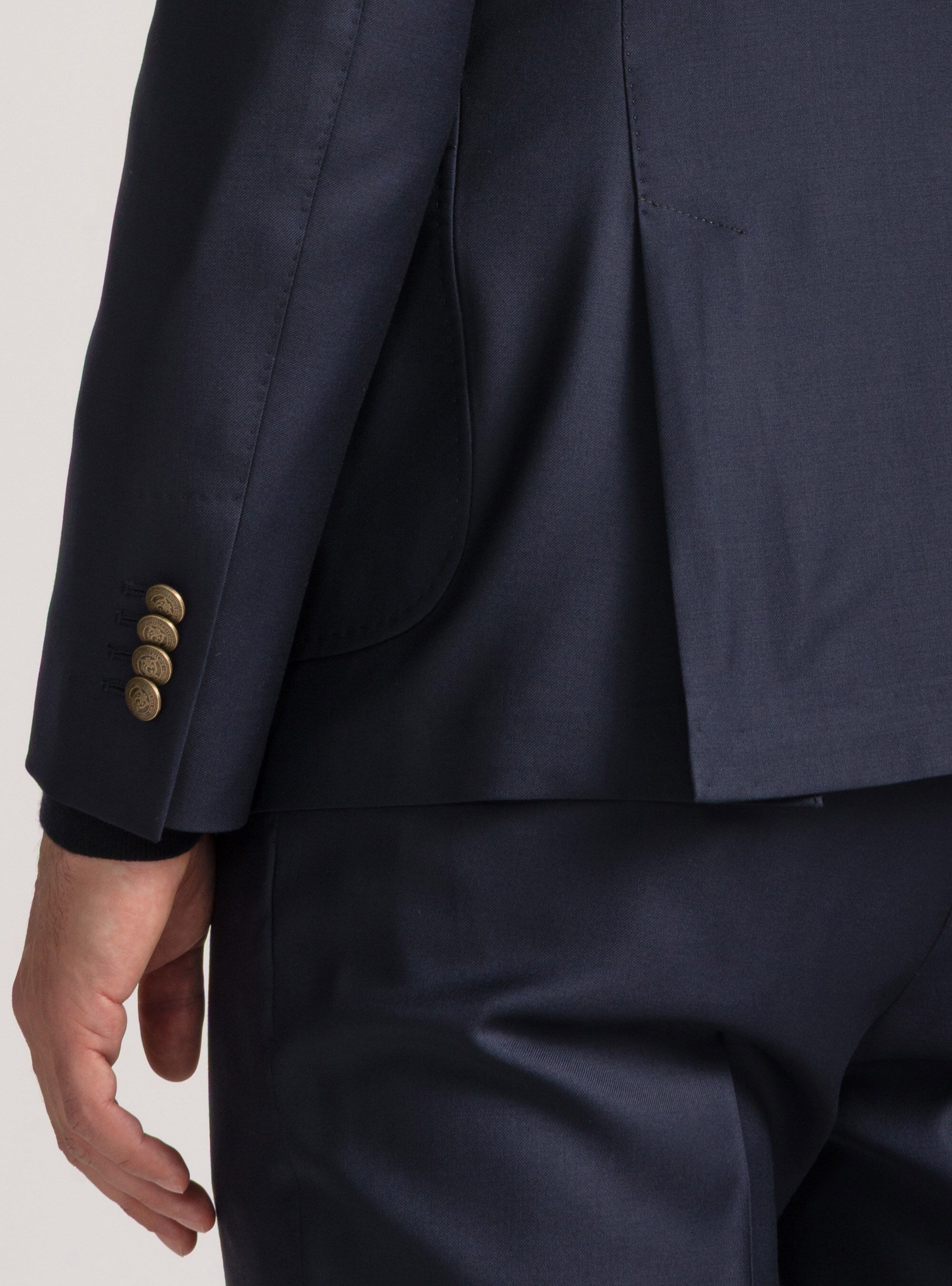 Giacca doppiopetto con bottone metallo in lana Vitale Barberis Canonico, BLU NAVY