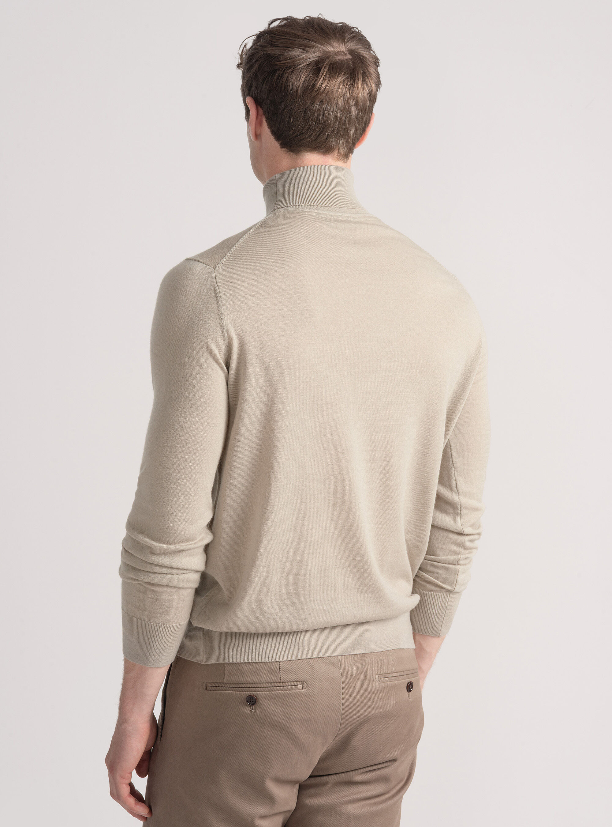 Turtleneck in pure extra-fine merino wool, SAND