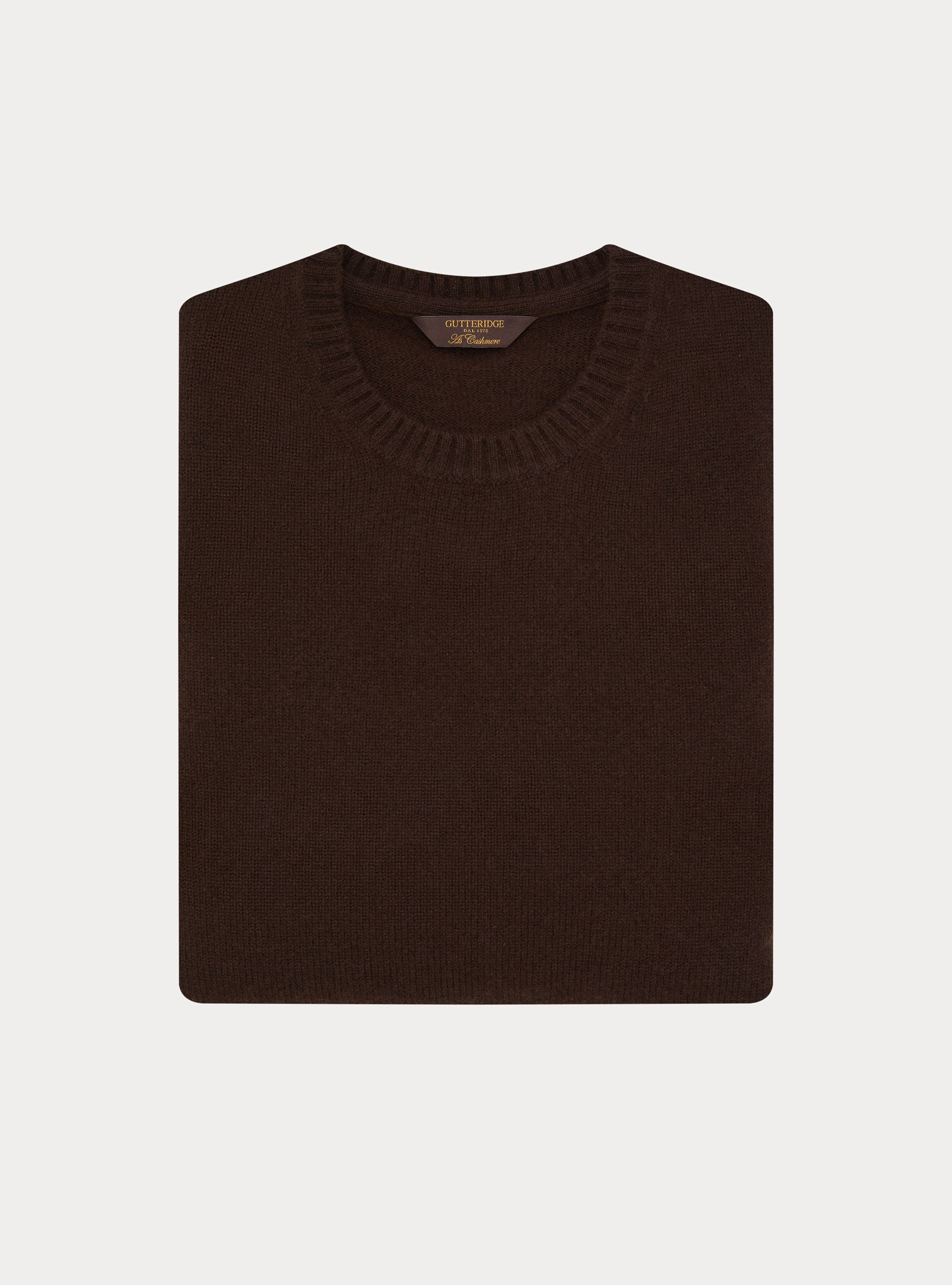 Maglia girocollo in misto lana e cashmere, MARRONE