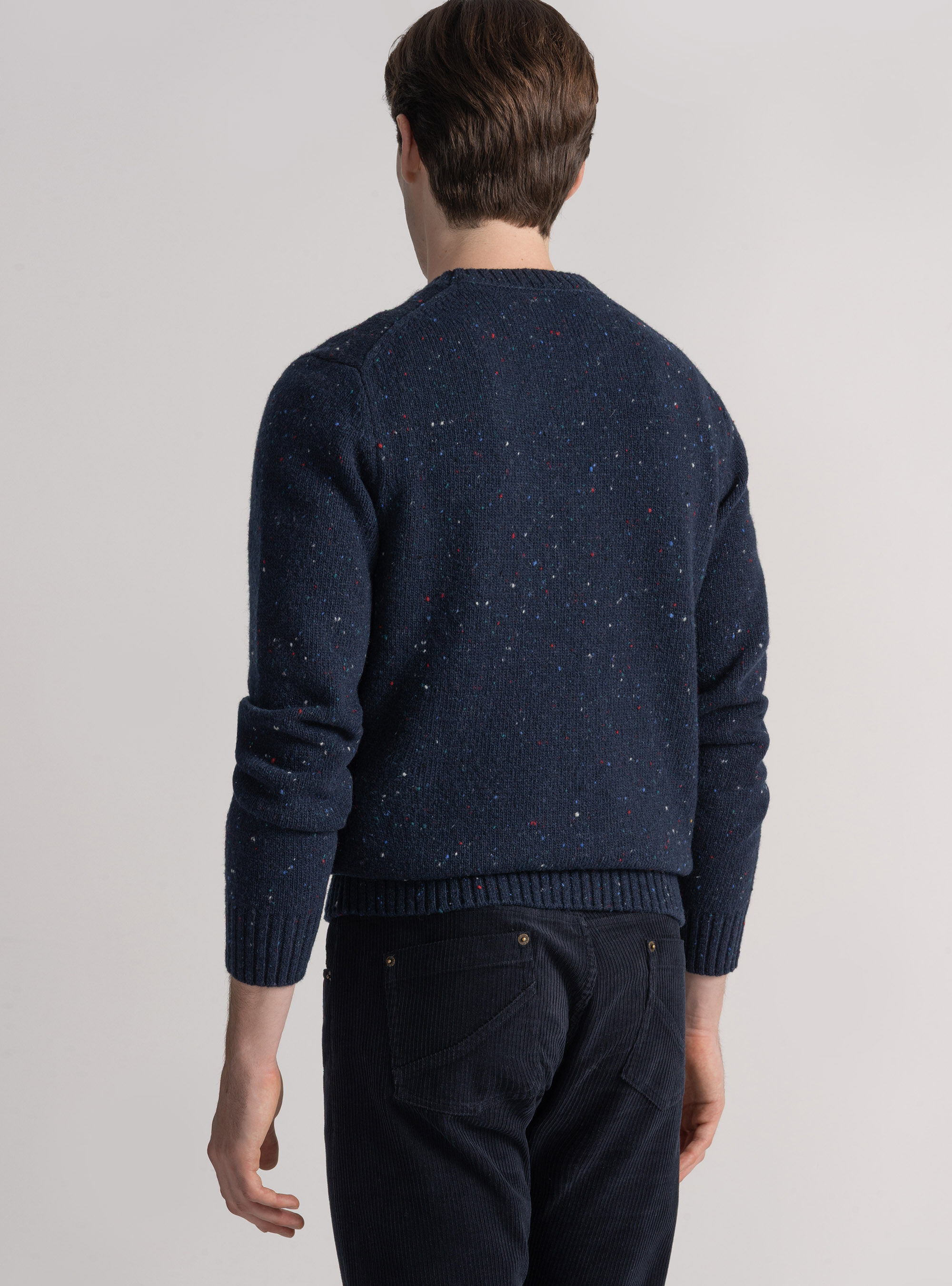 Crew-neck sweater in wool blend, NAVY BLUE