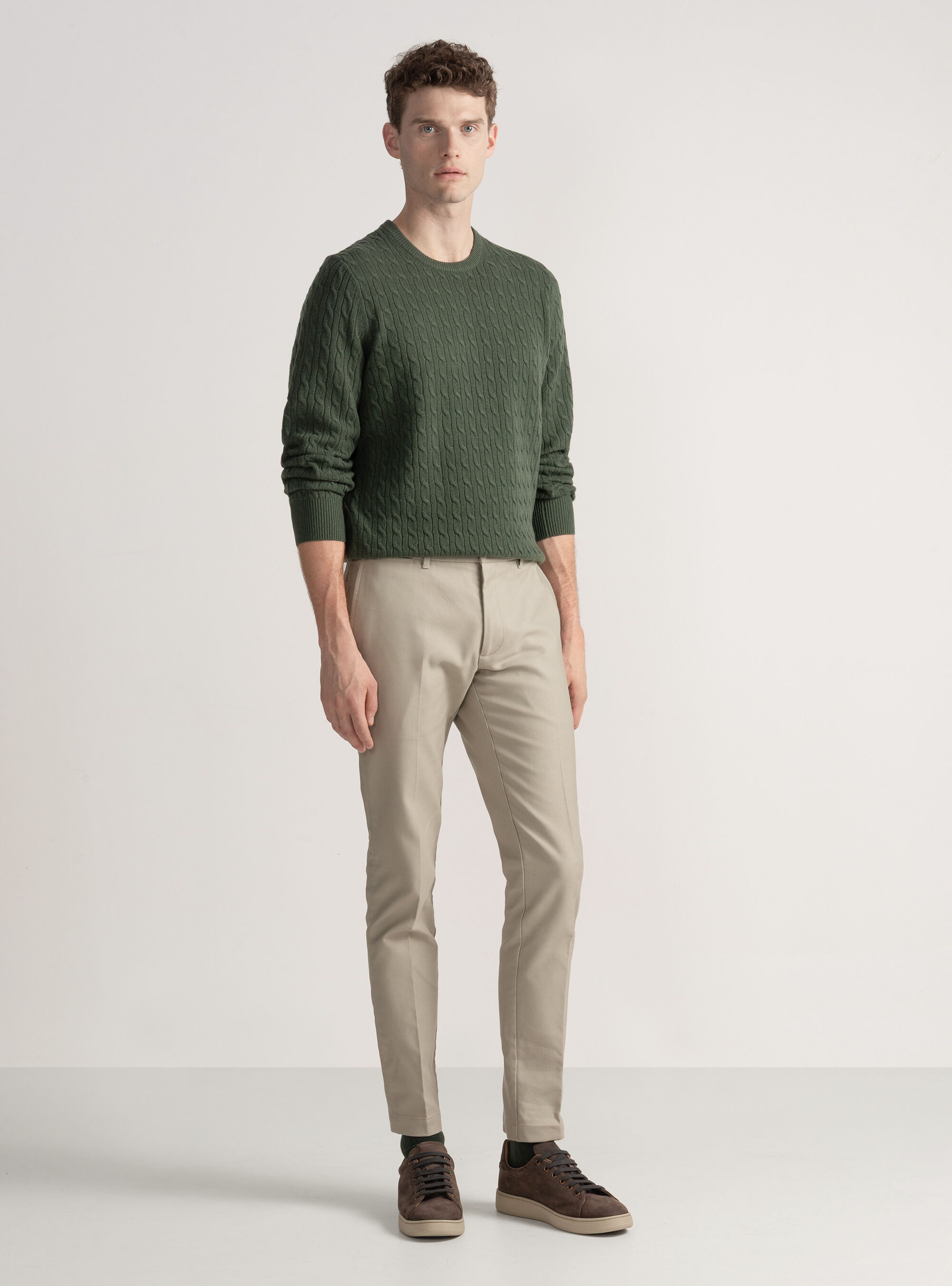 Pantal&oacute;n chino slim fit de algod&oacute;n reforzado, CRUDO