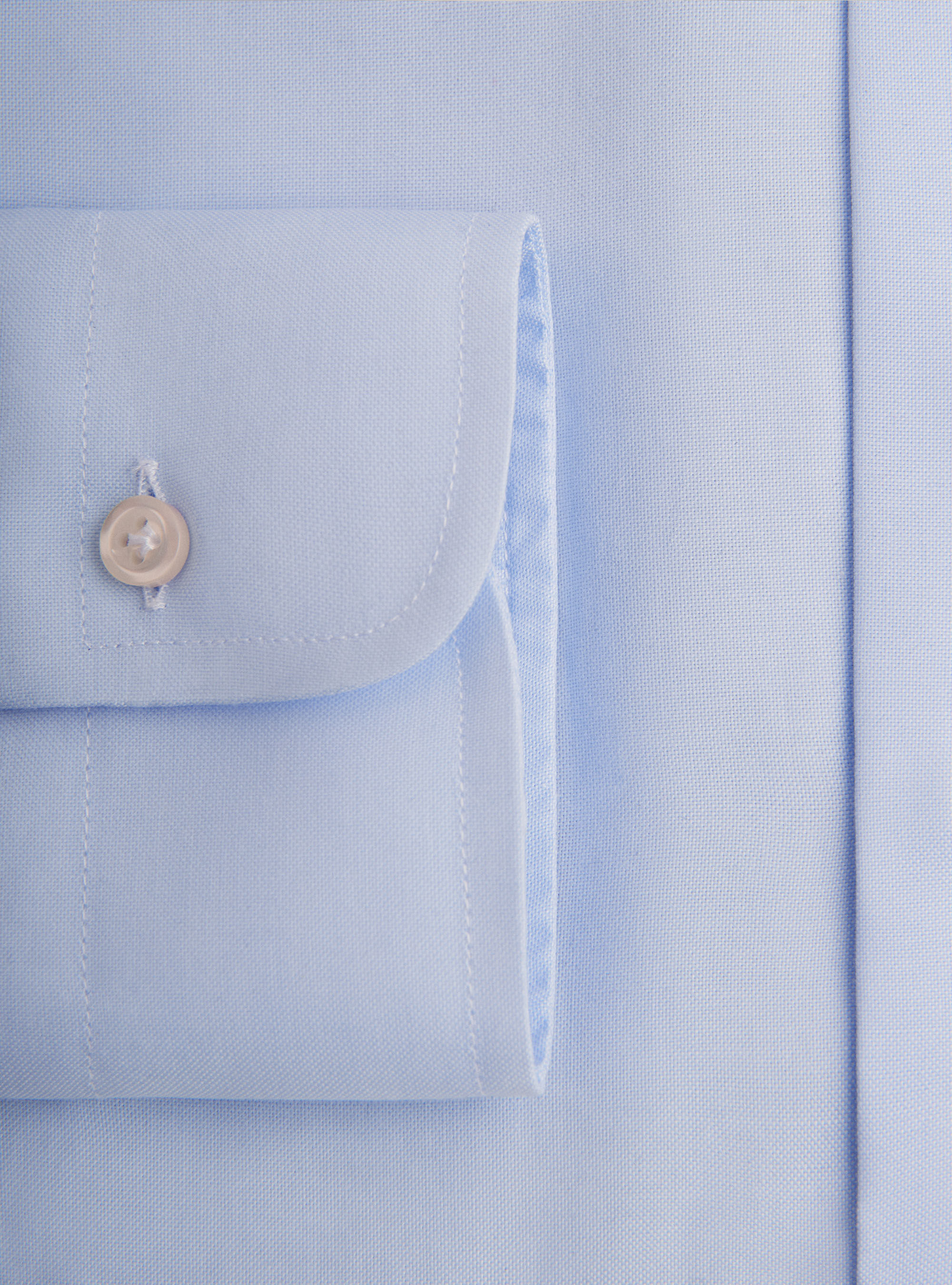 Camisa de viaje con cuello franc&eacute;s en algod&oacute;n oxford, CELESTE