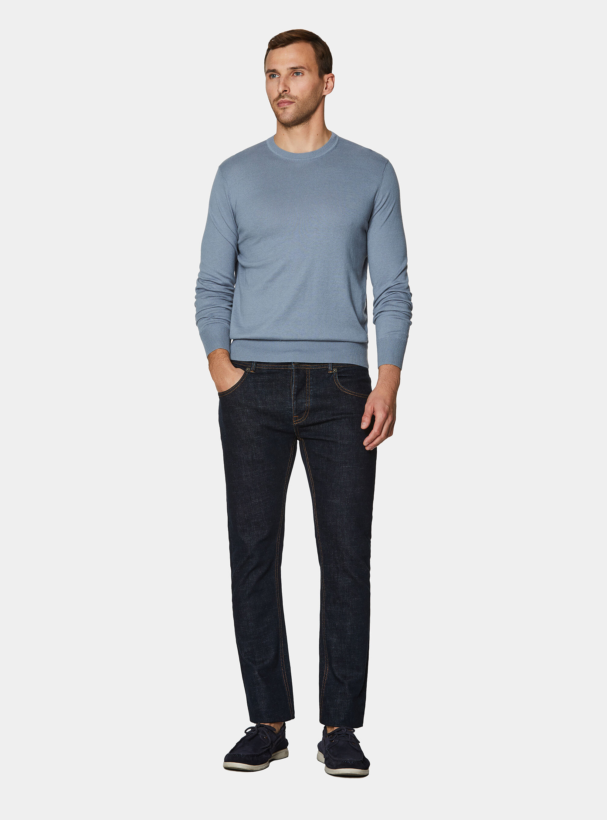 Rundhals-Pullover aus Baumwolle, Seide und Kaschmir, AVIO 0292C