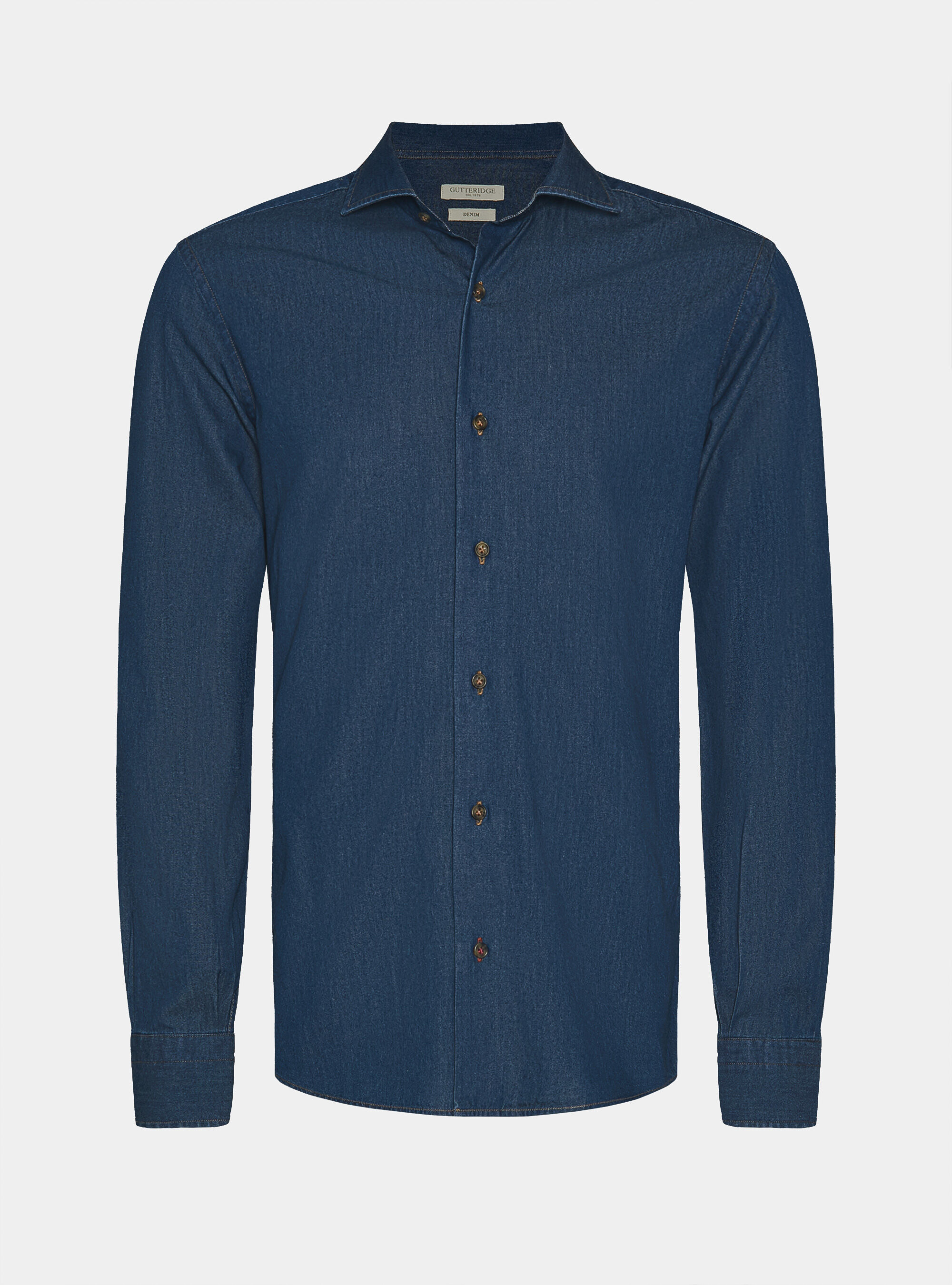 Camicia in cotone chambray, BLU NAVY