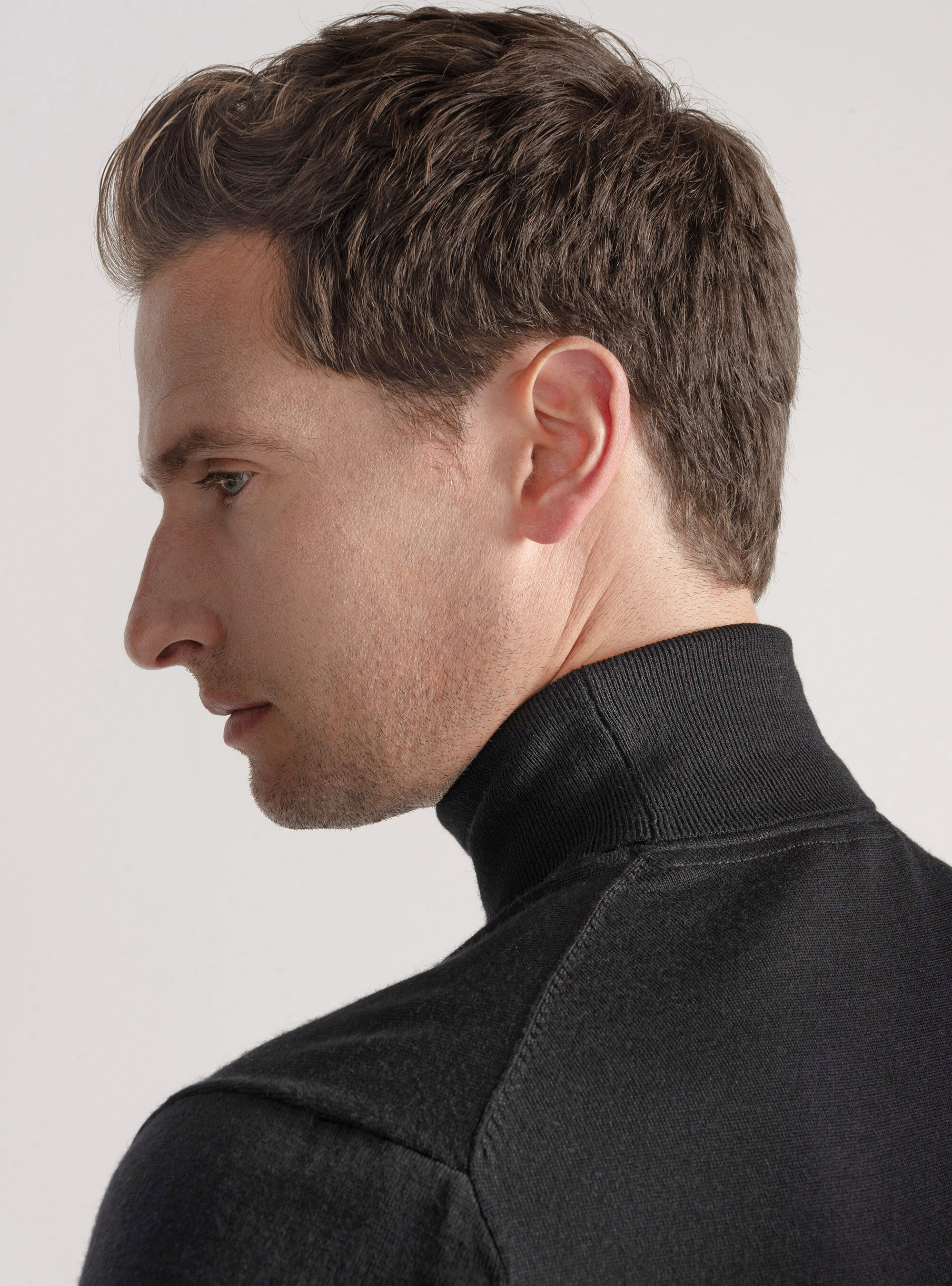 Turtleneck in pure extra-fine merino wool, BLACK