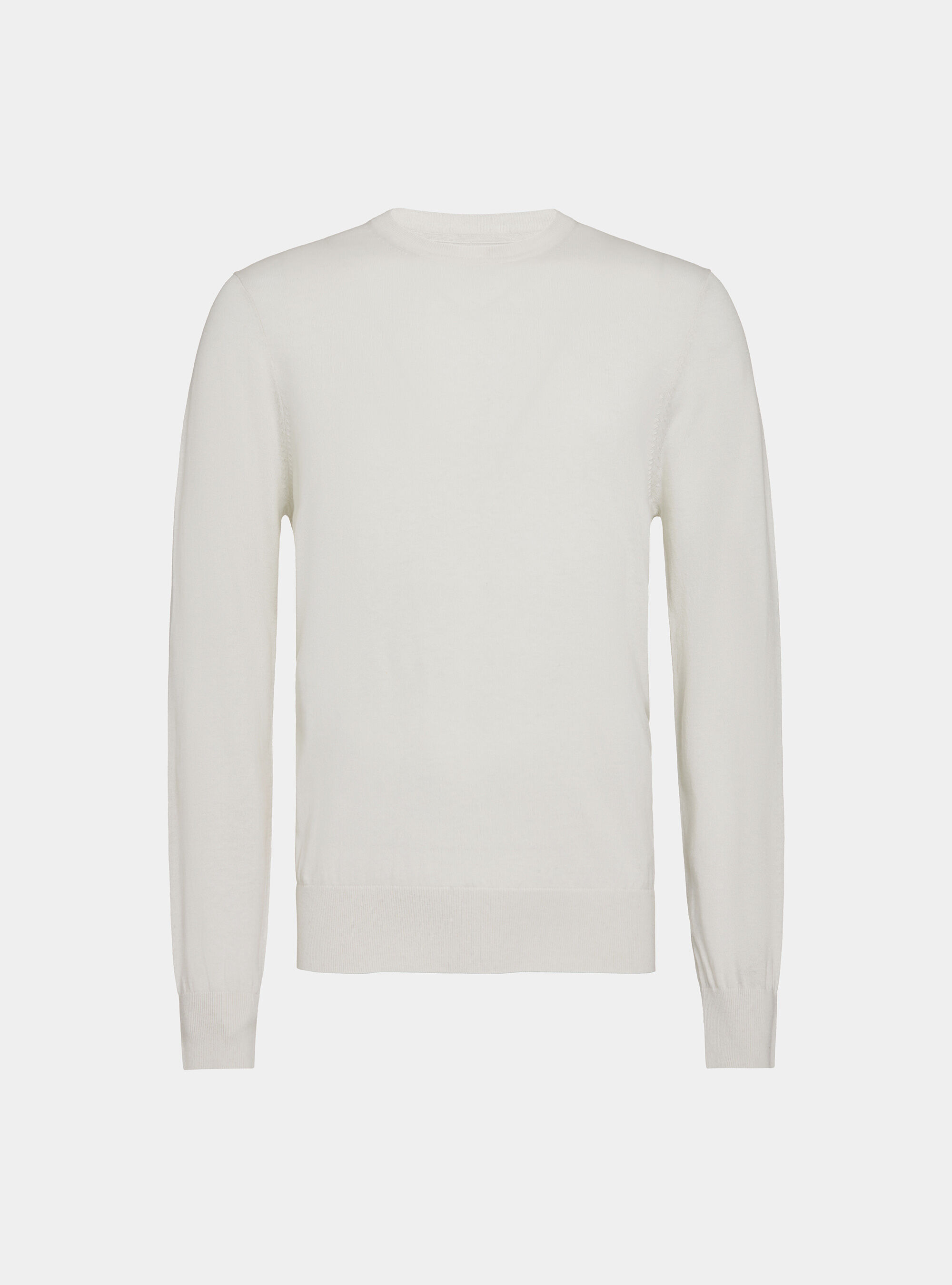 Maglia girocollo in cotone seta e cashmere, BIANCO