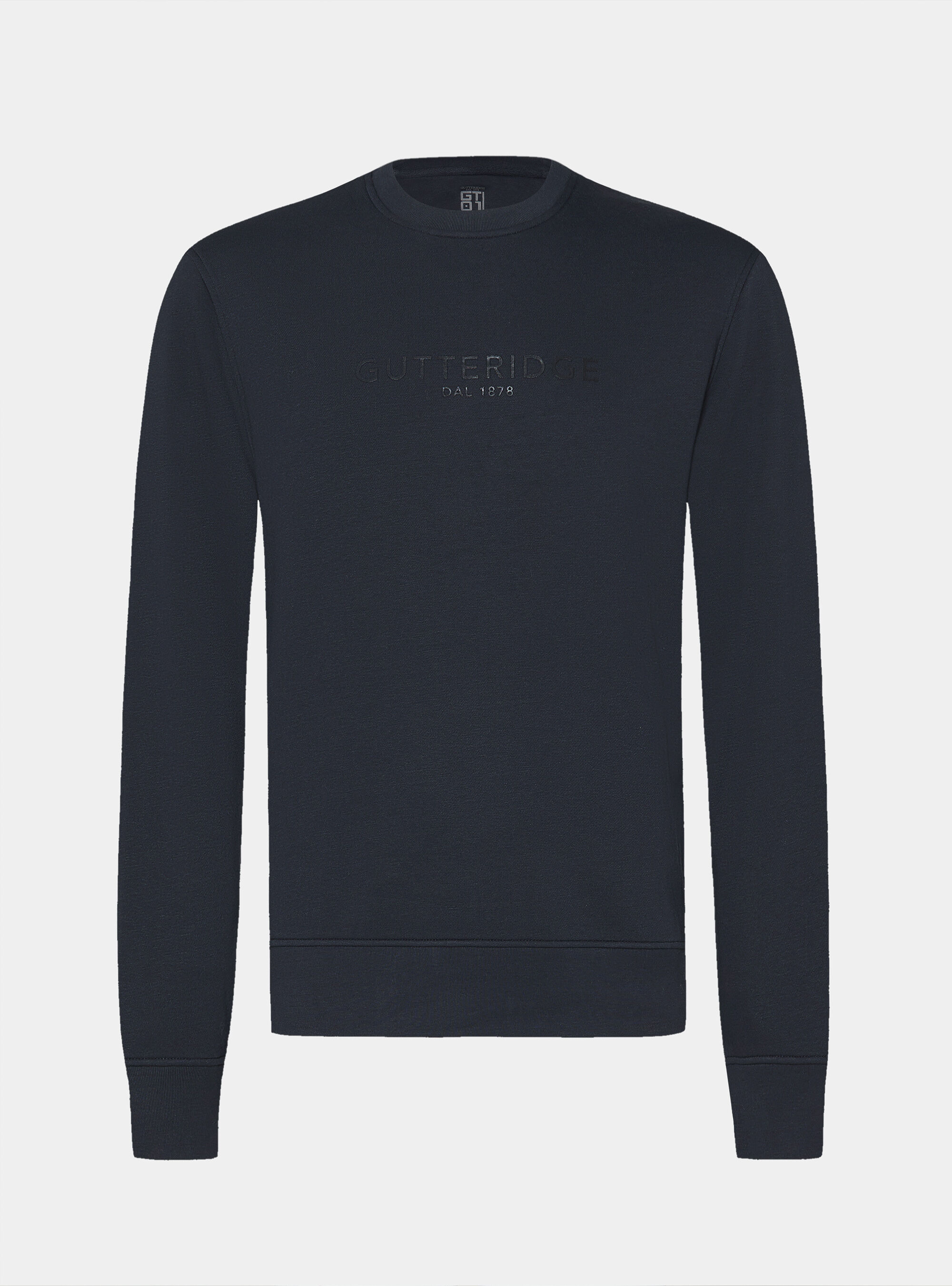 Sweatshirt &agrave; col rond avec logo, BLEU MARINE