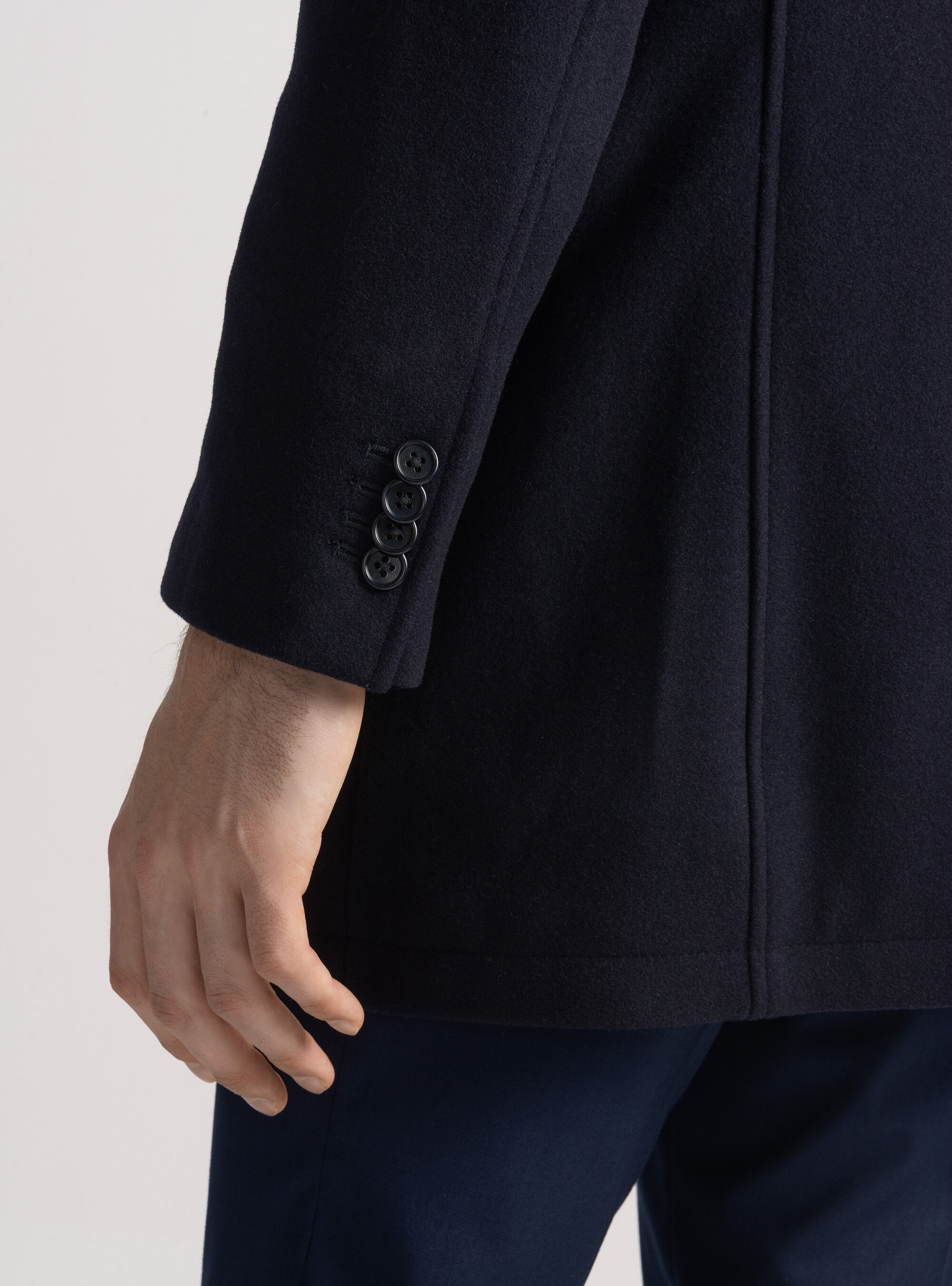 Wool-blend coat with bib, NAVY BLUE