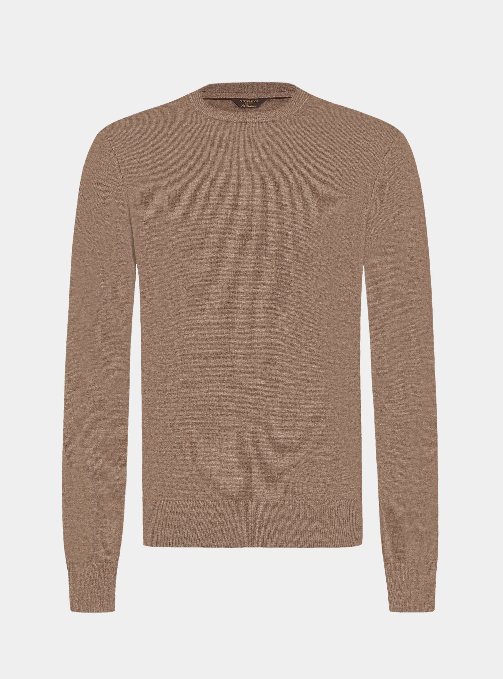 Maglia girocollo in misto lana, FANGO