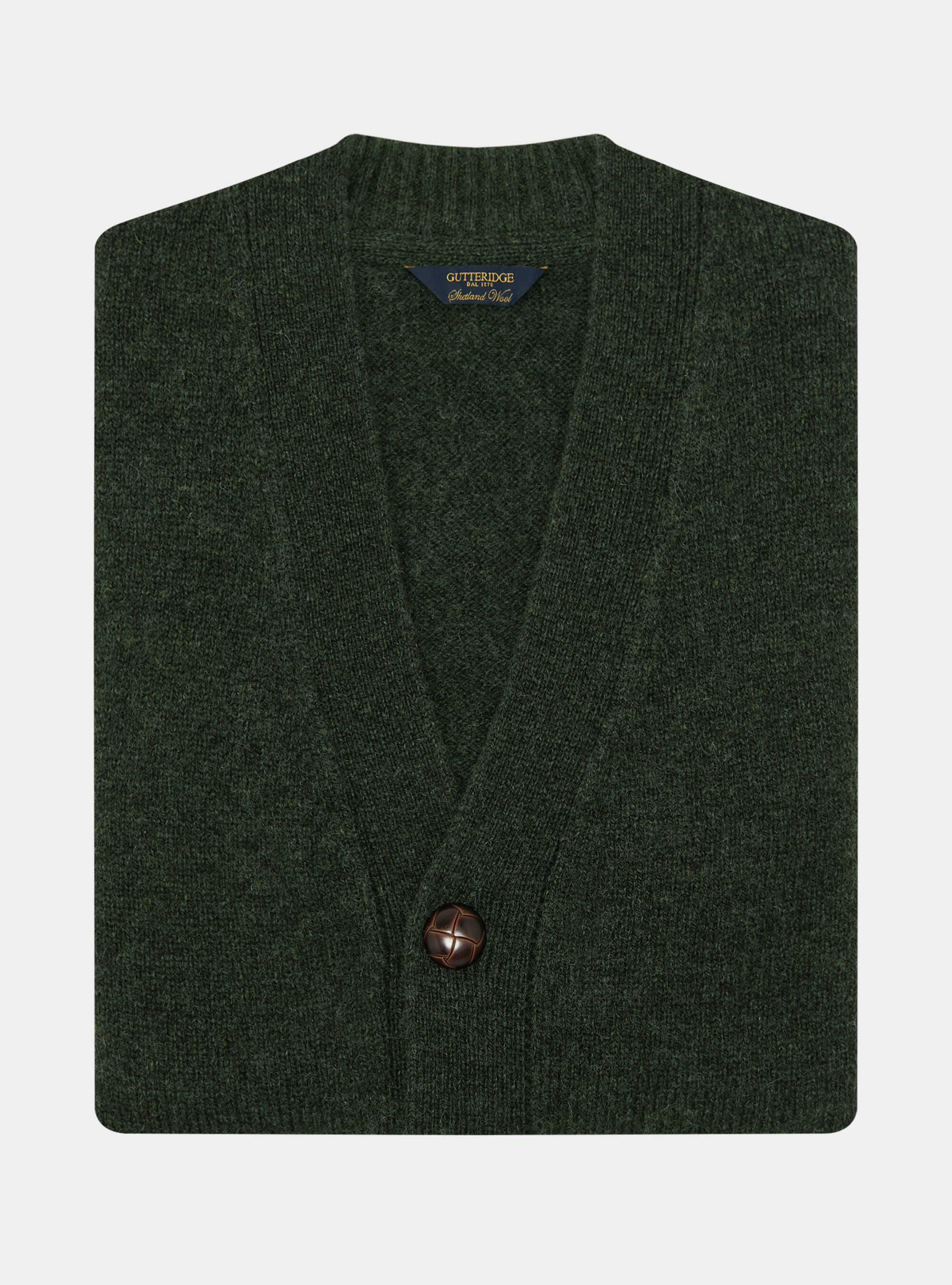 Cardigan in maglia di lana shetland, VERDE