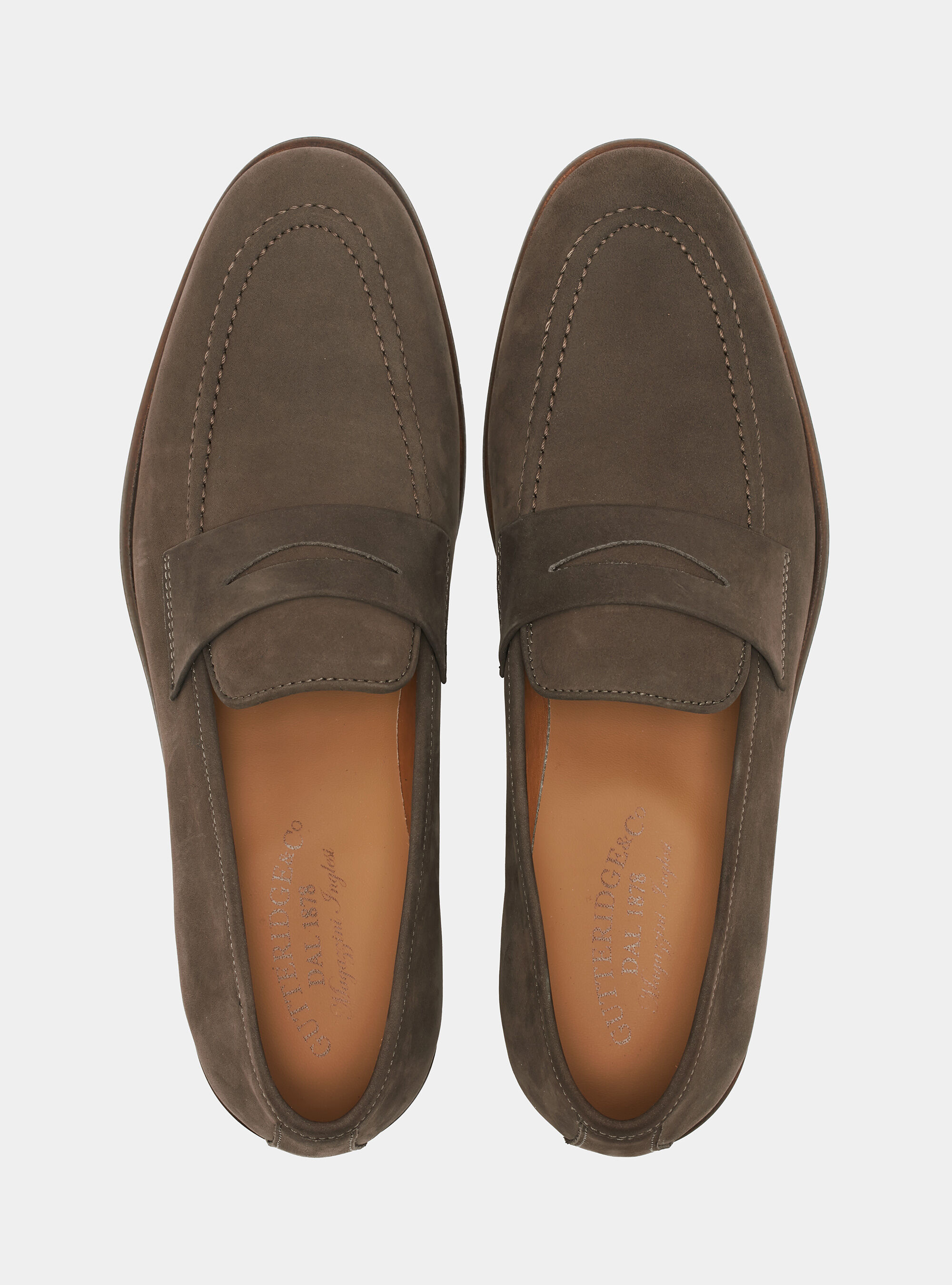 Nubuck loafers, BROWN