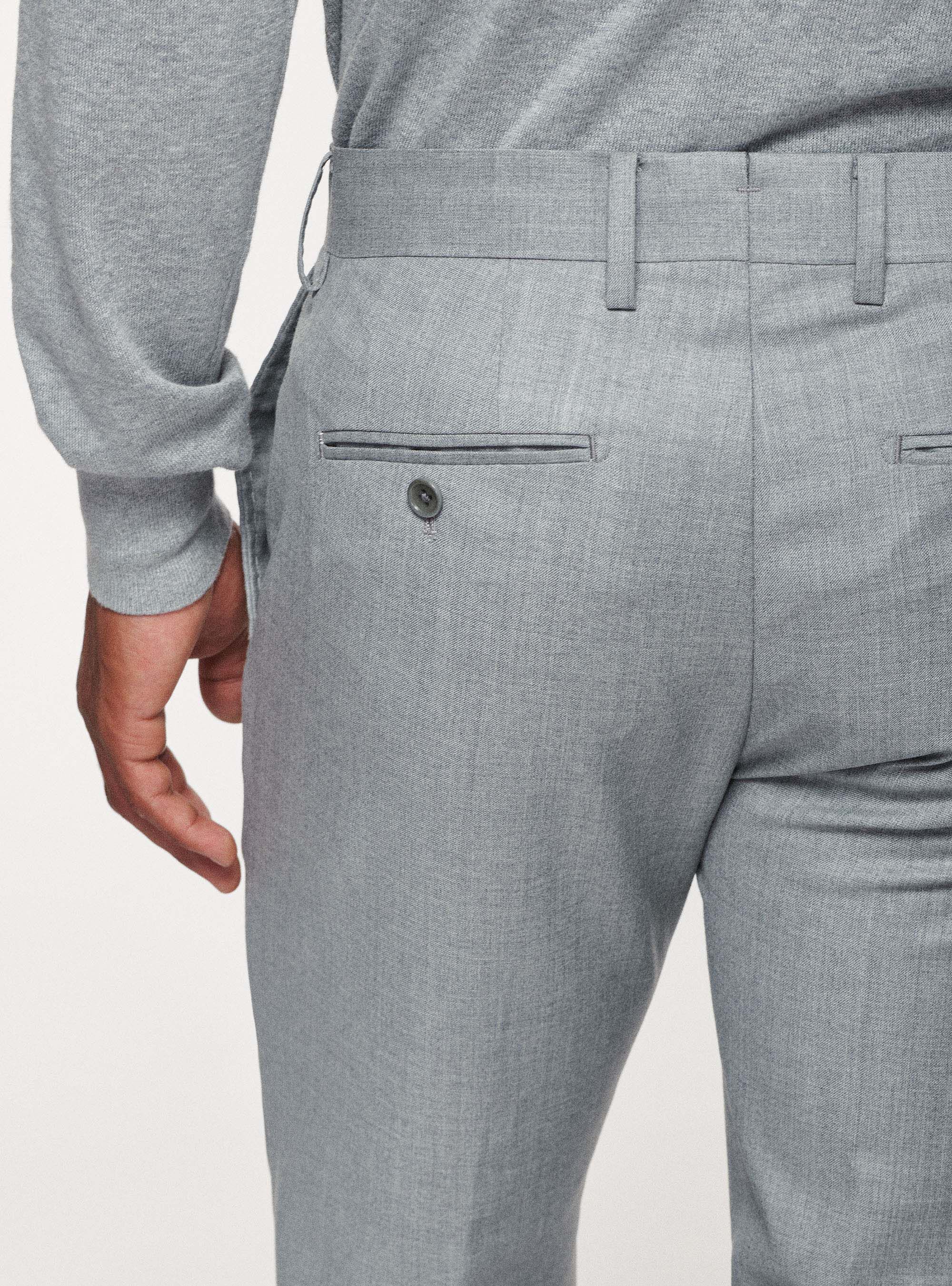 Trousers in pure 110's superfine wool, LIGHT GREY MELANGE