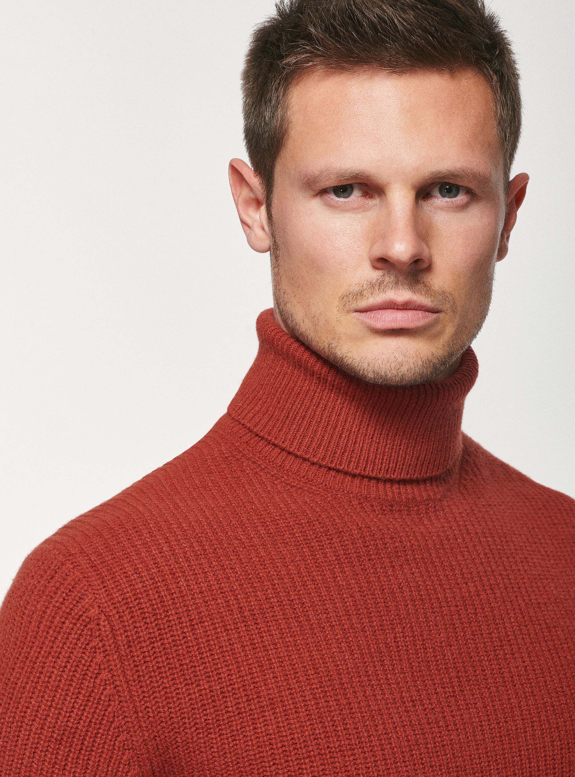 Pearl rib wool sweater, BRICK