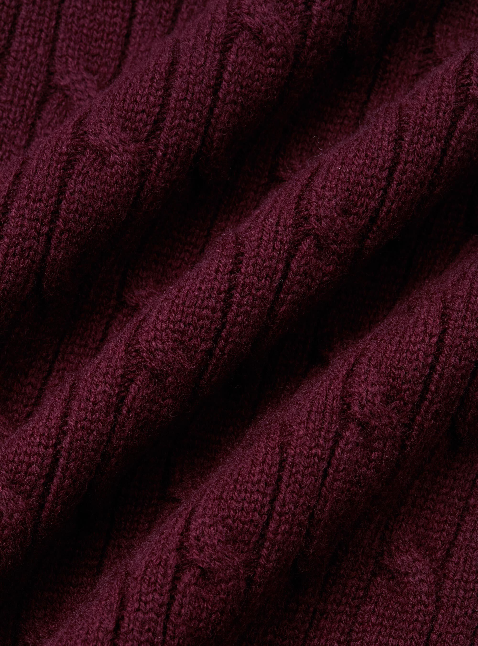 Merino wool V-neck sweater with braid, BORDEAUX