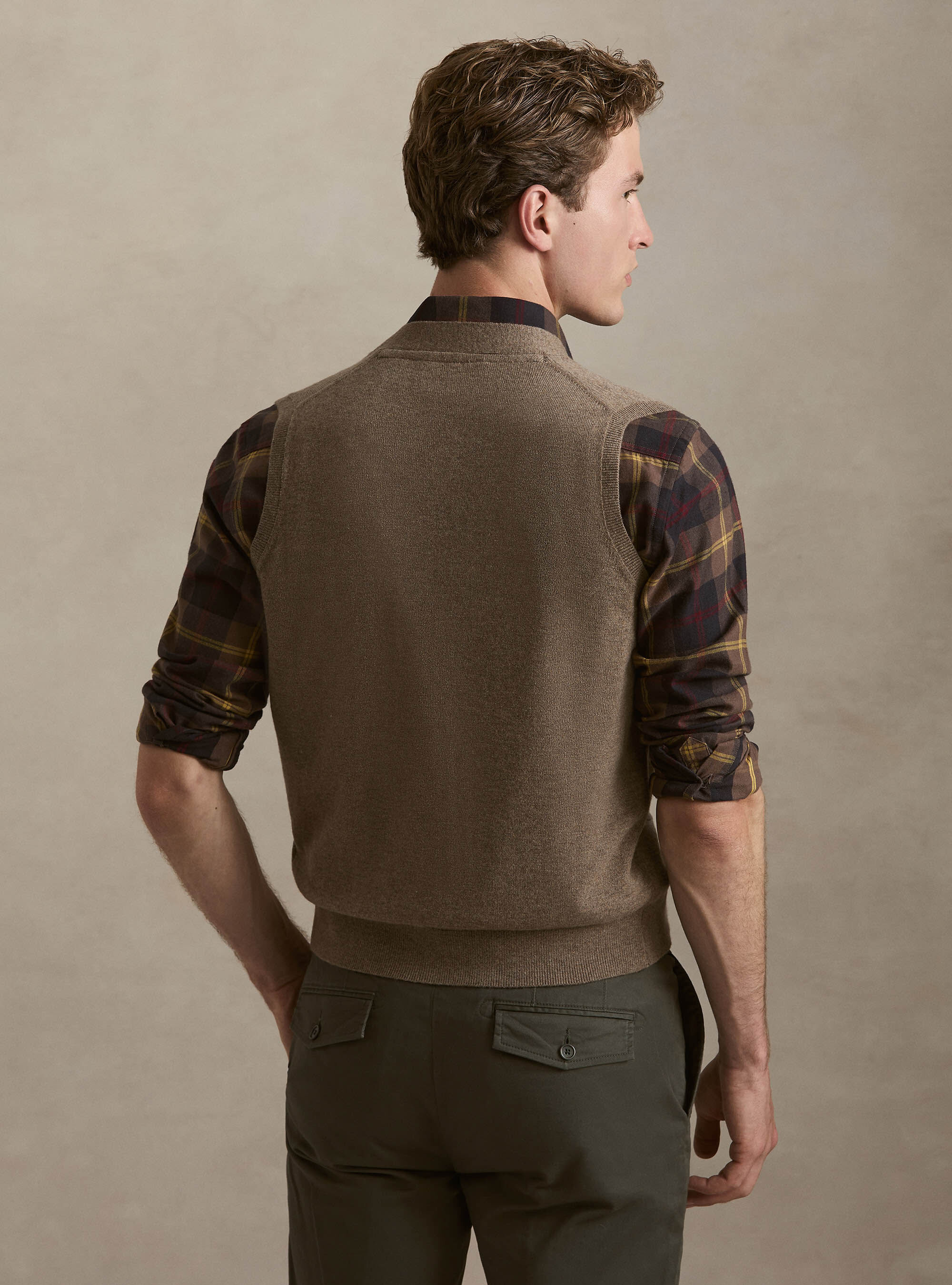Chaleco de punto de lambswool y cachemira, BARRO