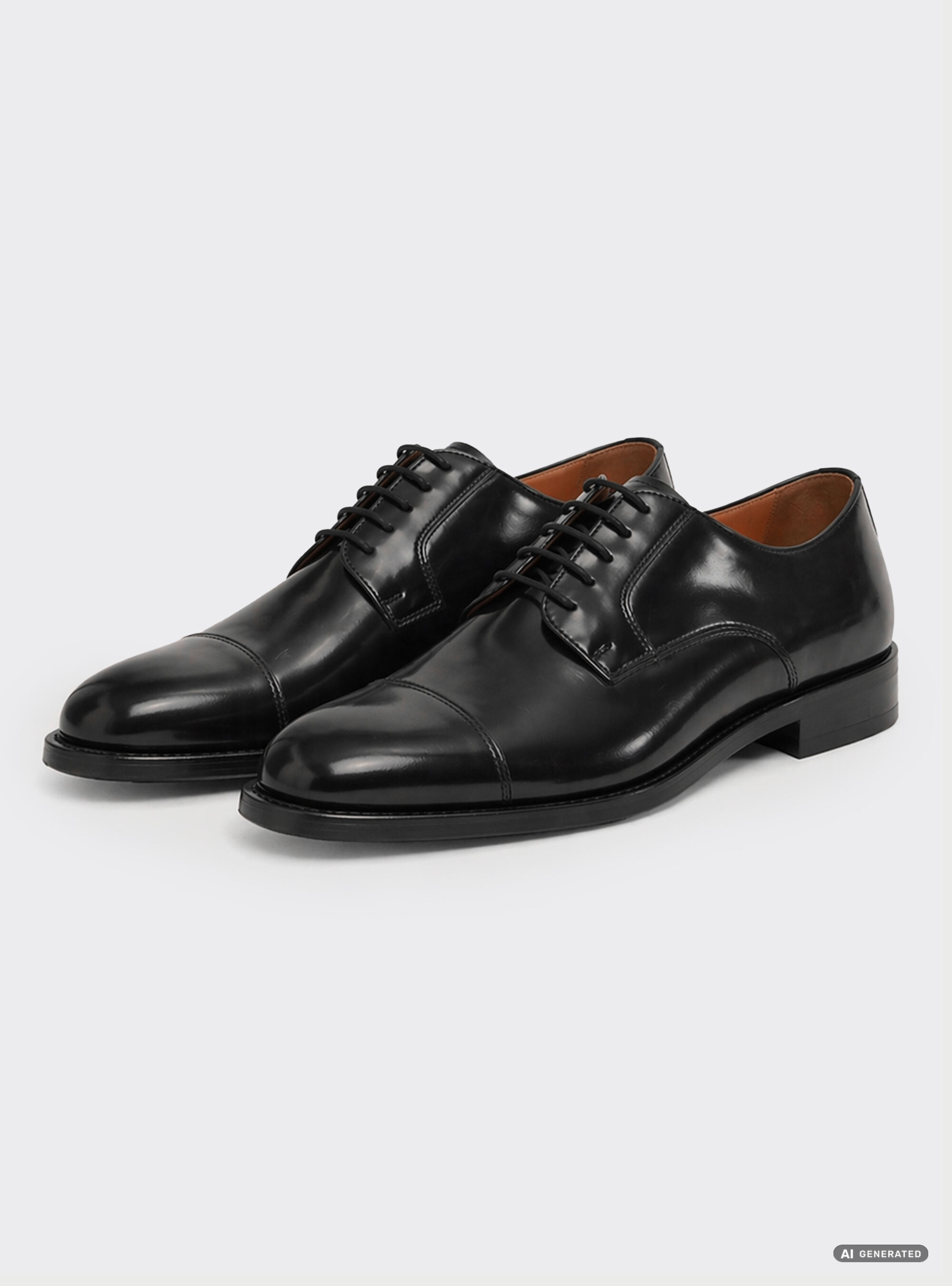Polished leather cap-toe Derby shoes