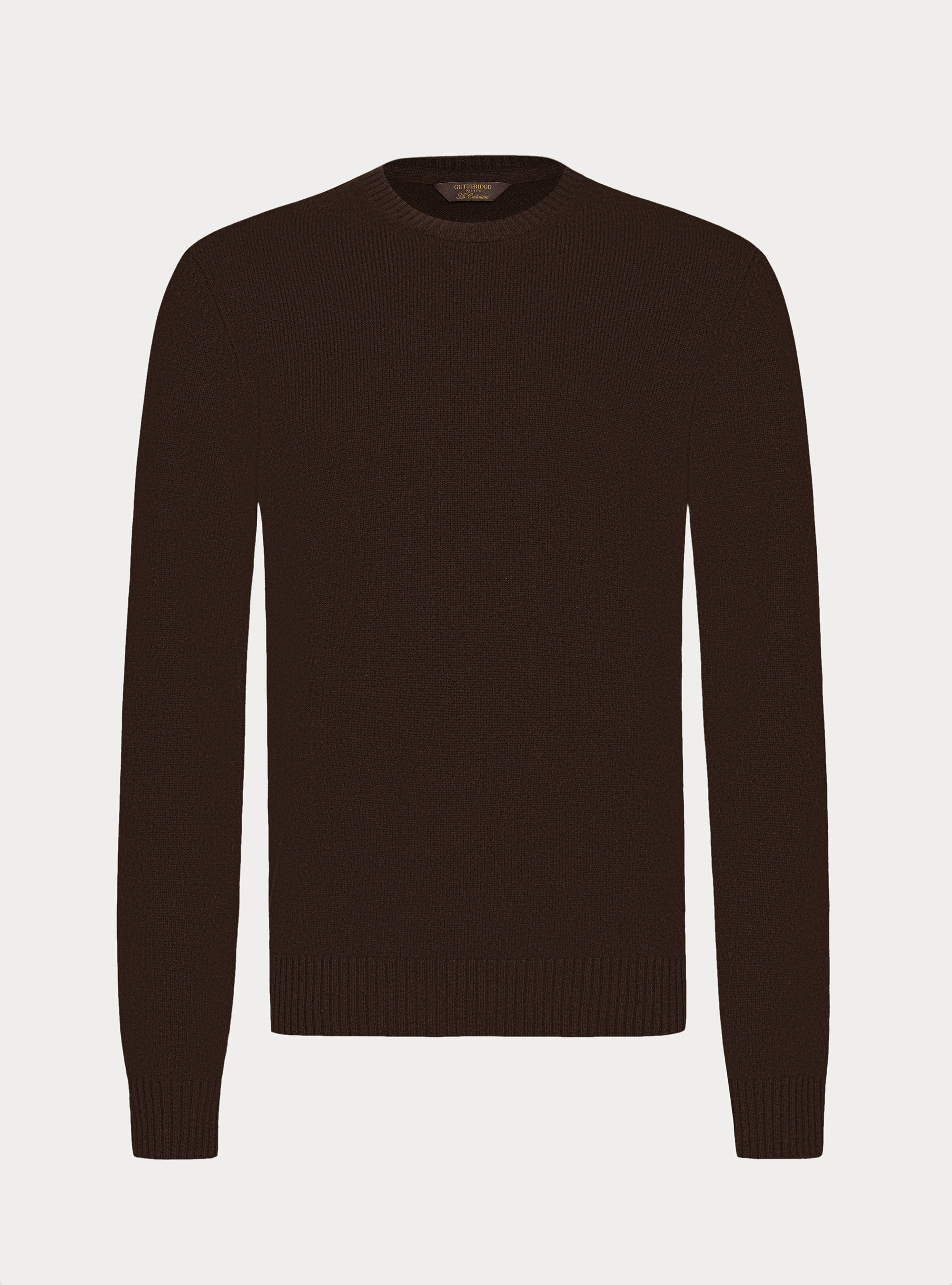 Maglia girocollo in misto lana e cashmere, MARRONE