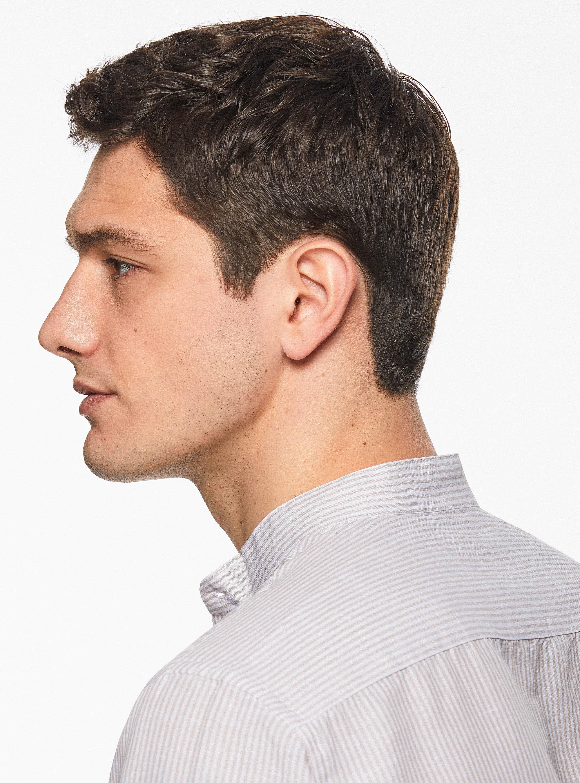 Camicia collo alla coreana in lino e cotone, SABBIA