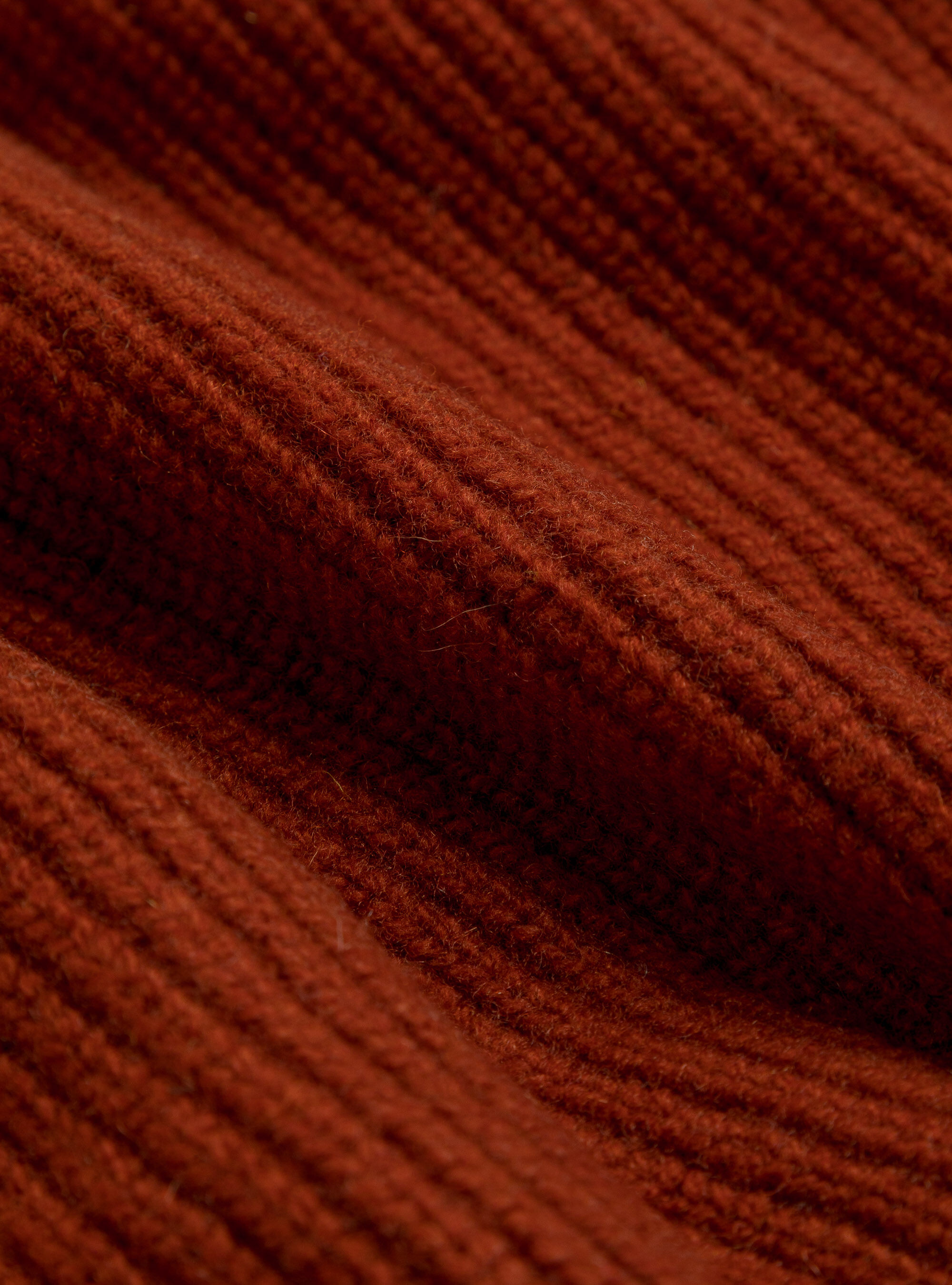 Pearl rib wool sweater, BRICK