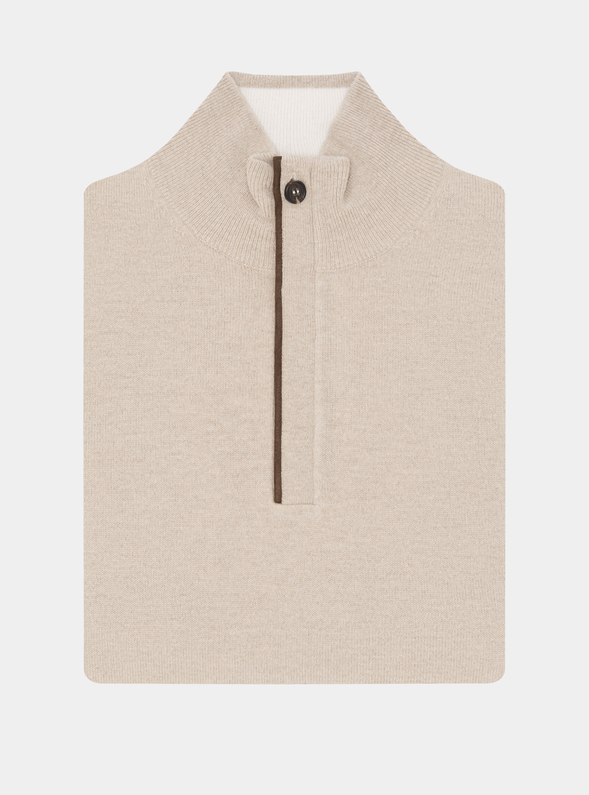 Pull demi-zip en lambswool et cachemire, &Atilde; CRU