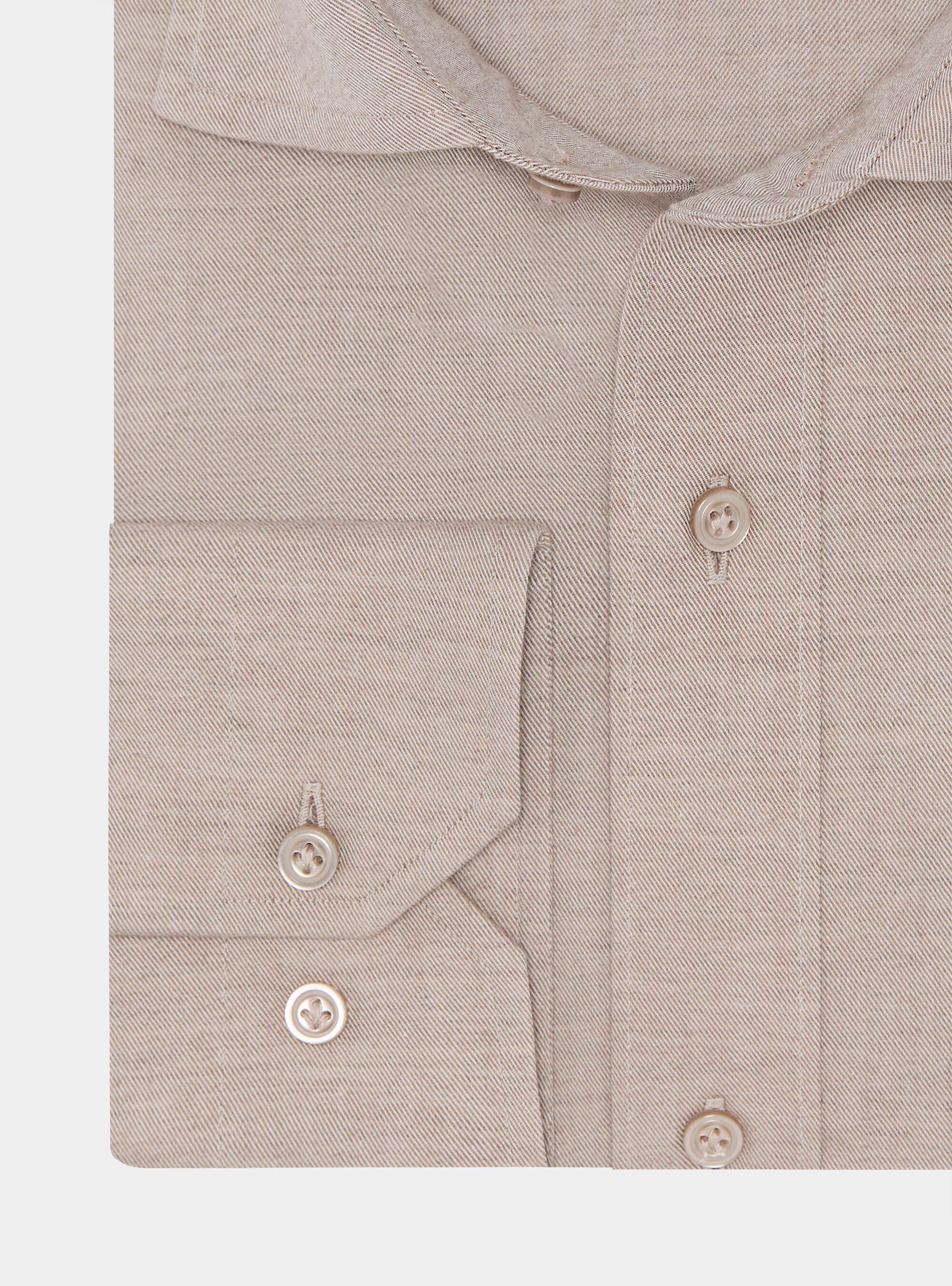 Cotton and wool flannel shirt, SAND